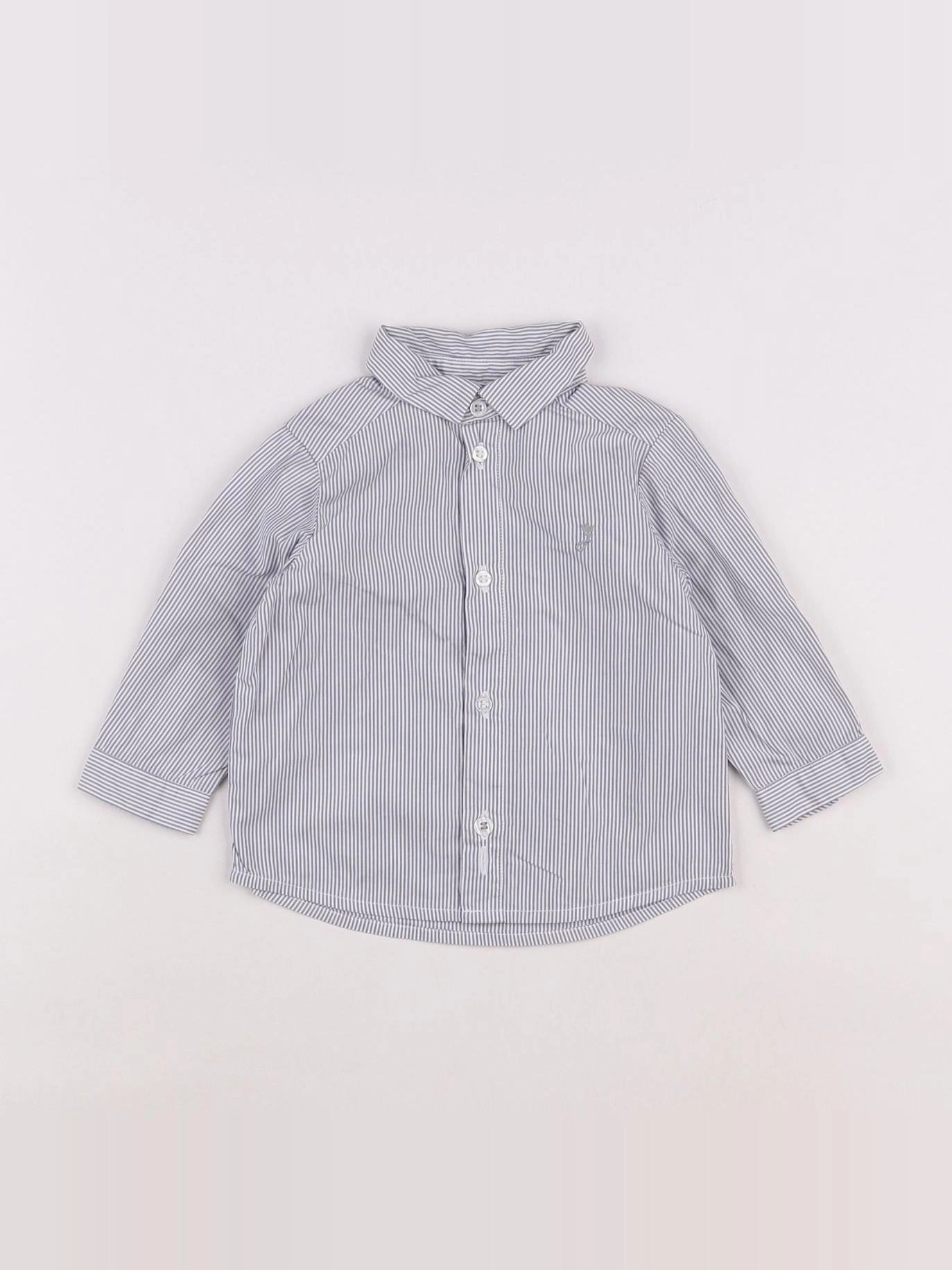 Jacadi - chemise blanc, gris - 6 mois