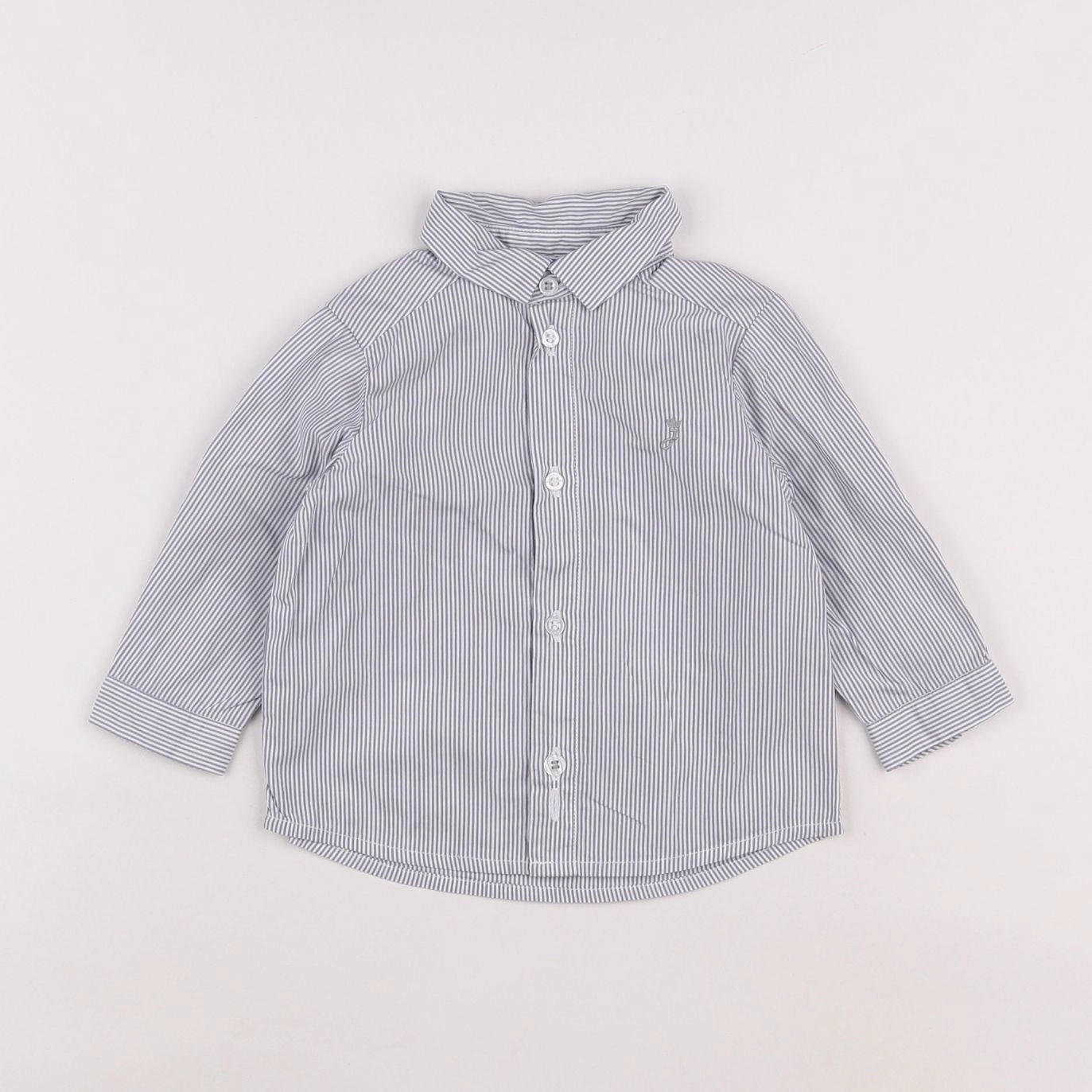 Jacadi - chemise blanc, gris - 6 mois