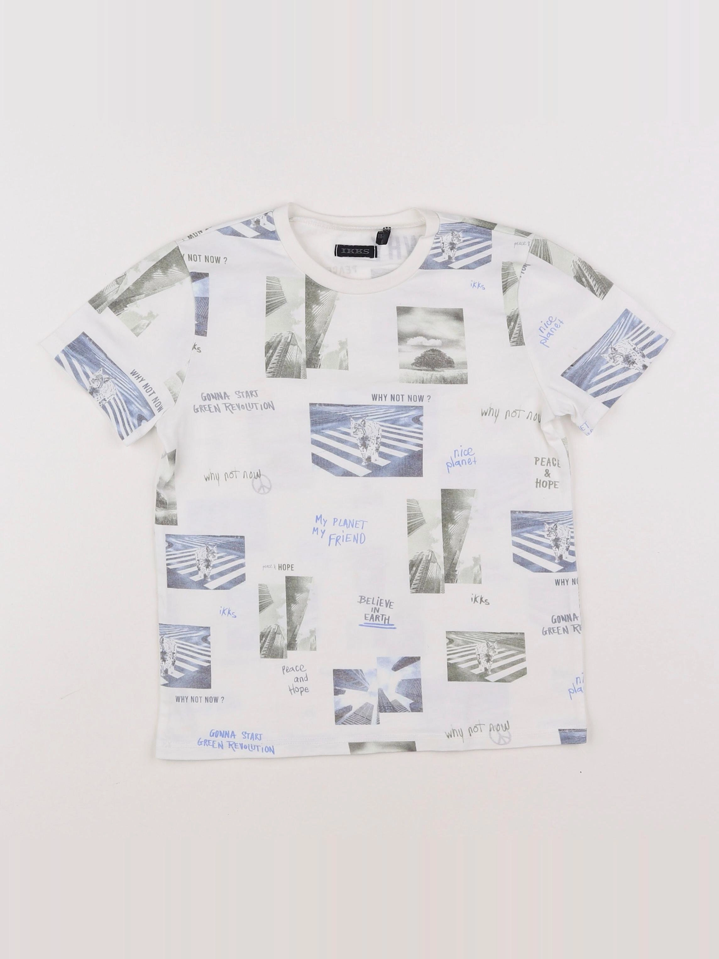 IKKS - tee-shirt blanc, bleu - 6 ans