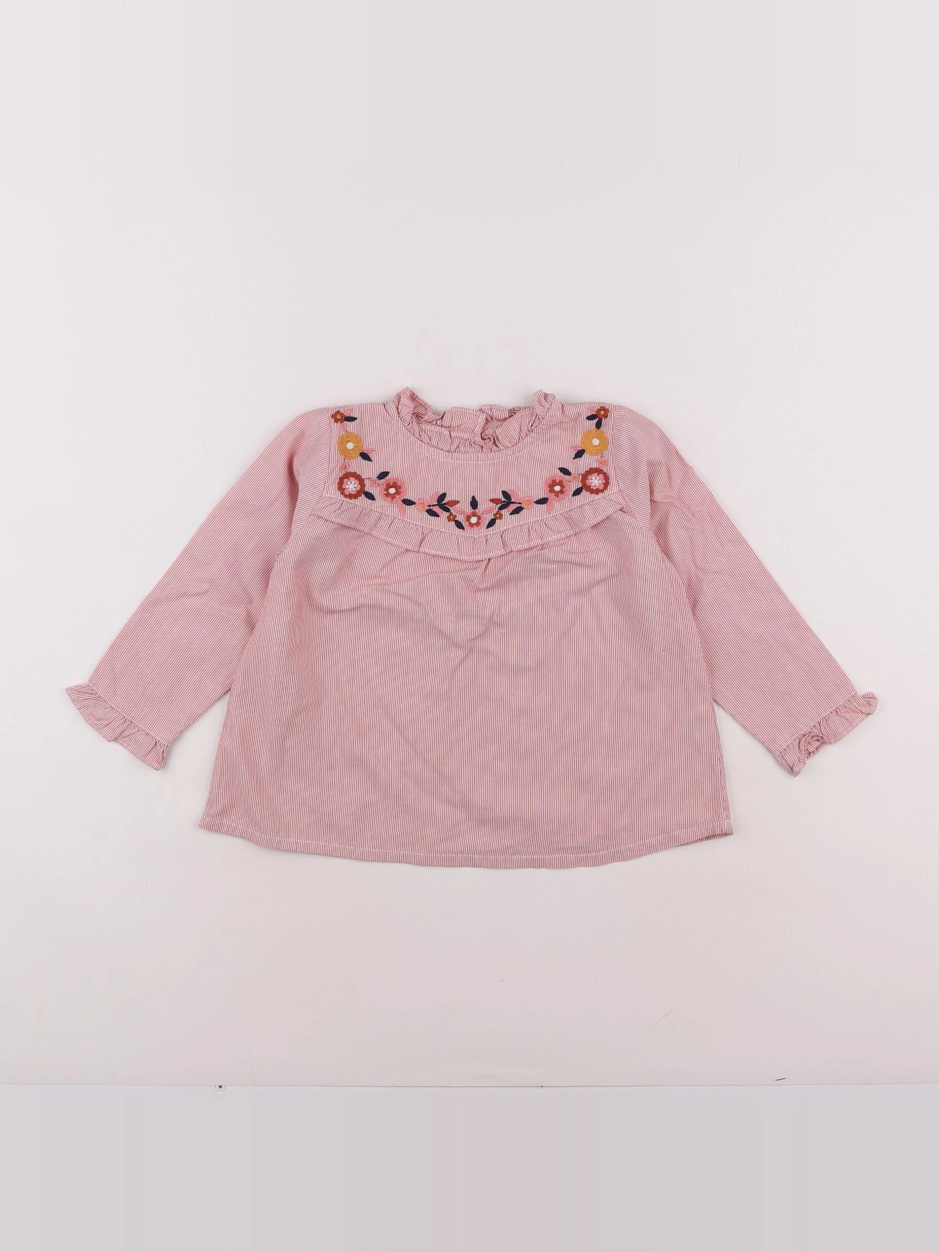 Boutchou - blouse beige, rouge - 6 mois