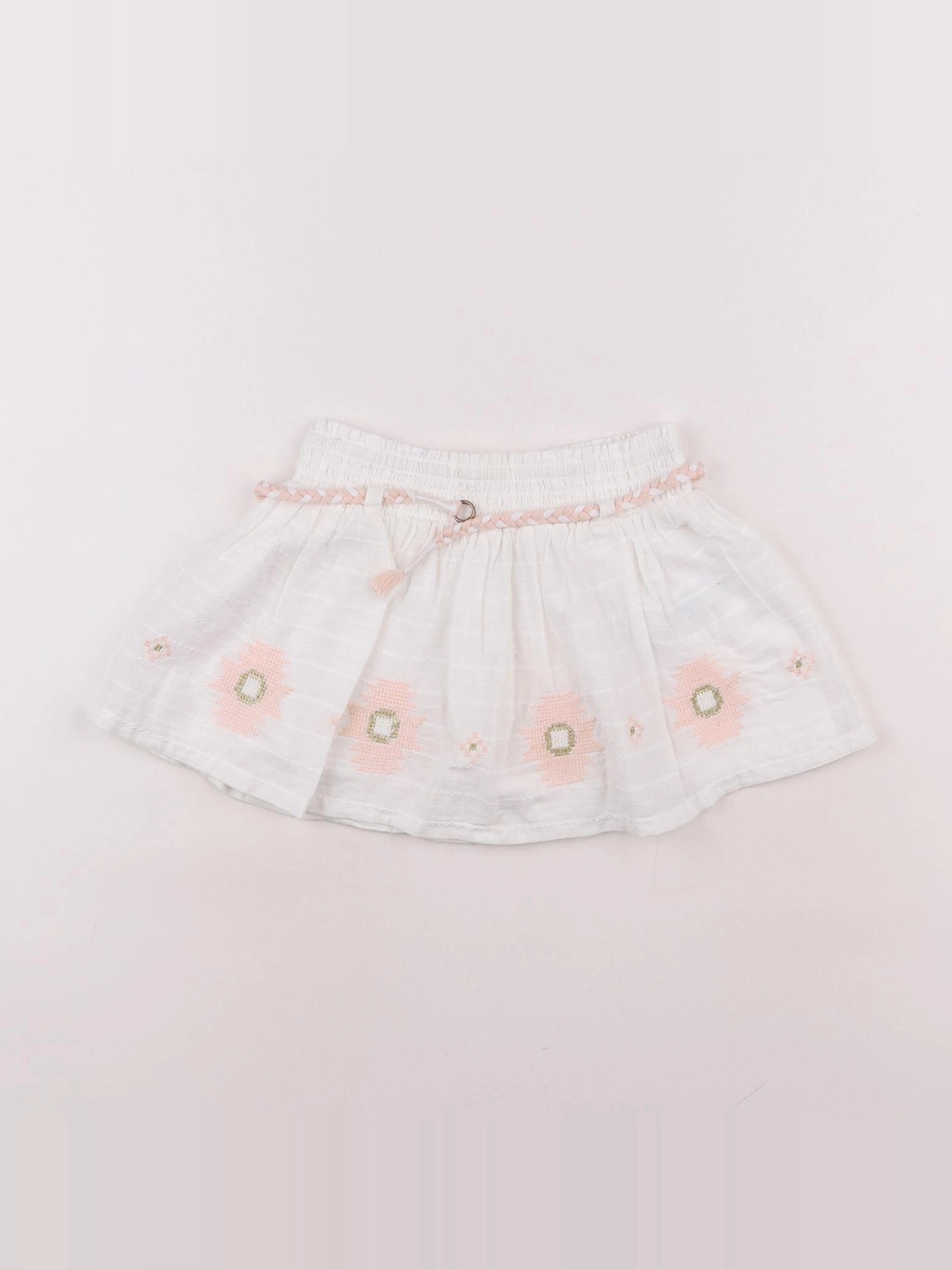Carrément Beau - jupe blanc, rose - 2 ans