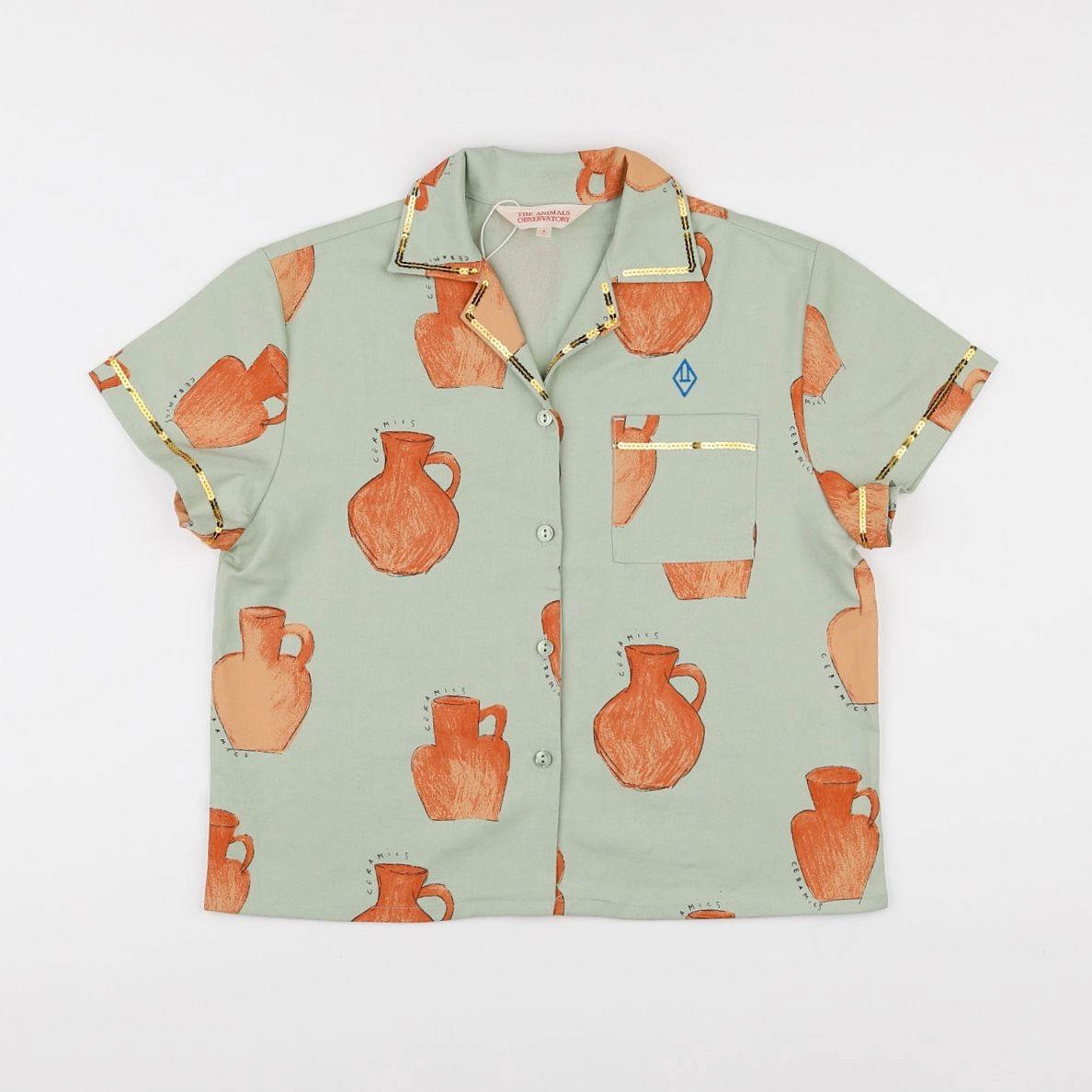 The animals observatory - chemise vert, orange - 8 ans