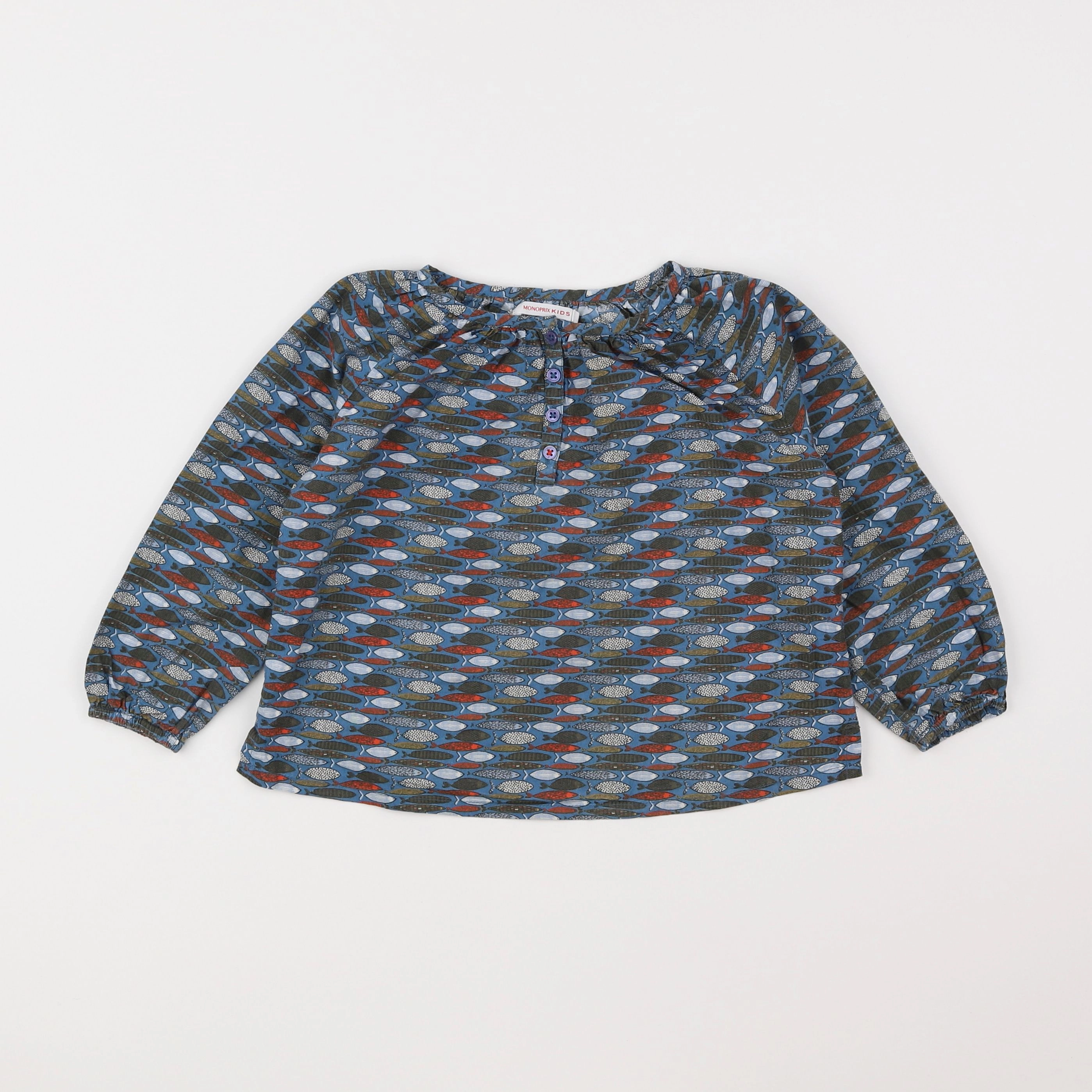 Monoprix - blouse bleu - 3 ans