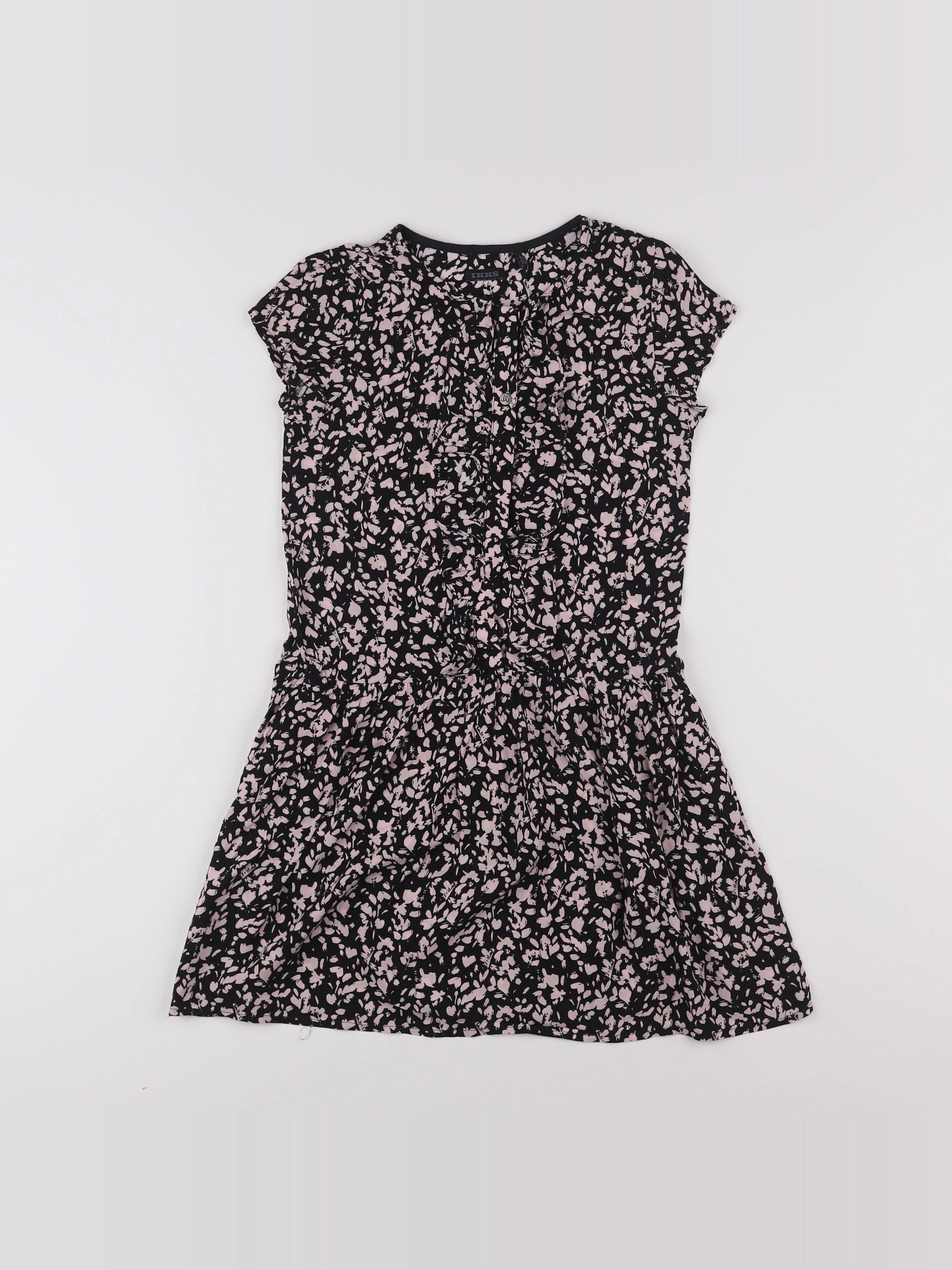 IKKS - robe rose, noir - 8 ans