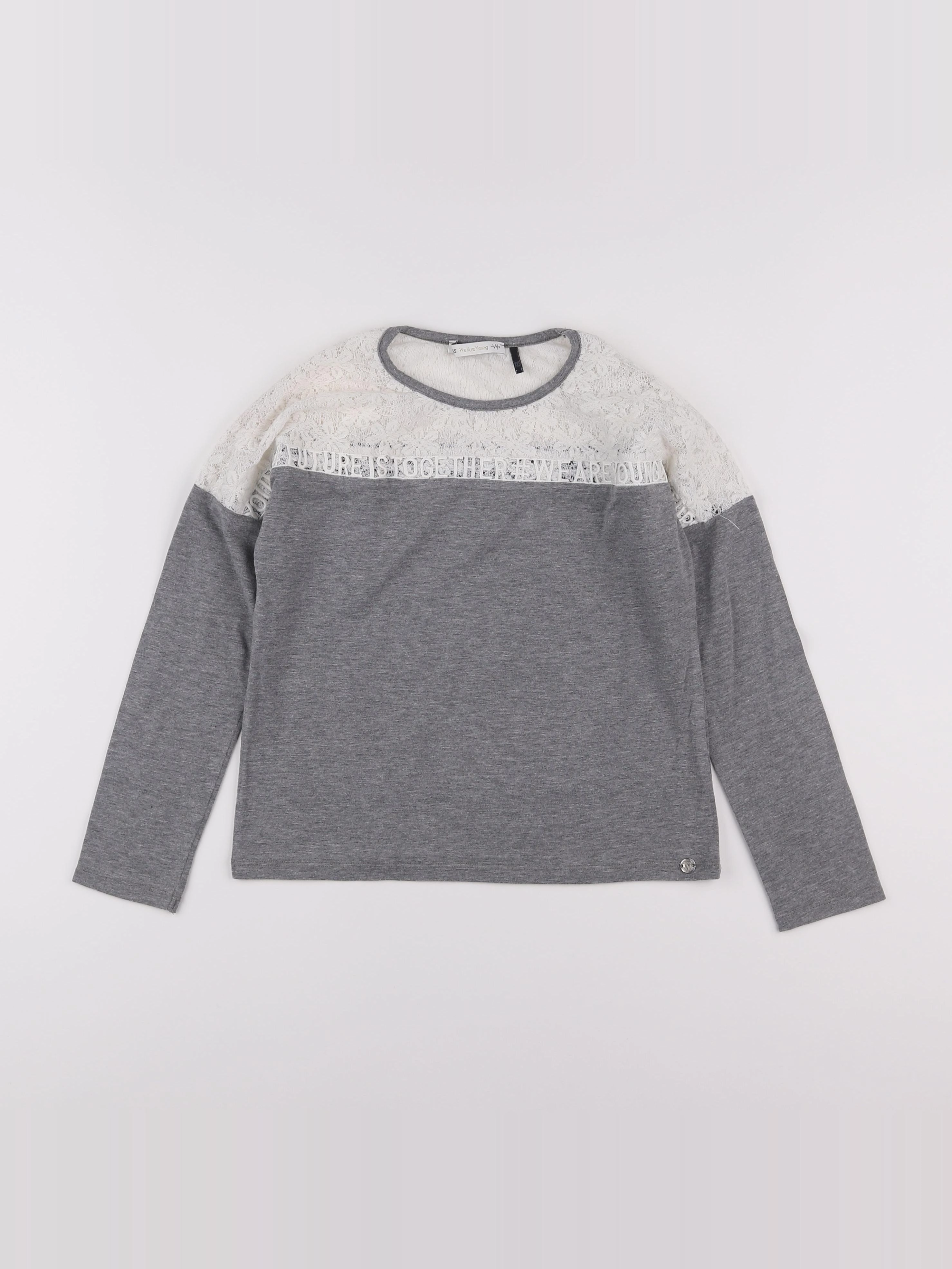 IKKS - tee-shirt blanc, gris - 10 ans