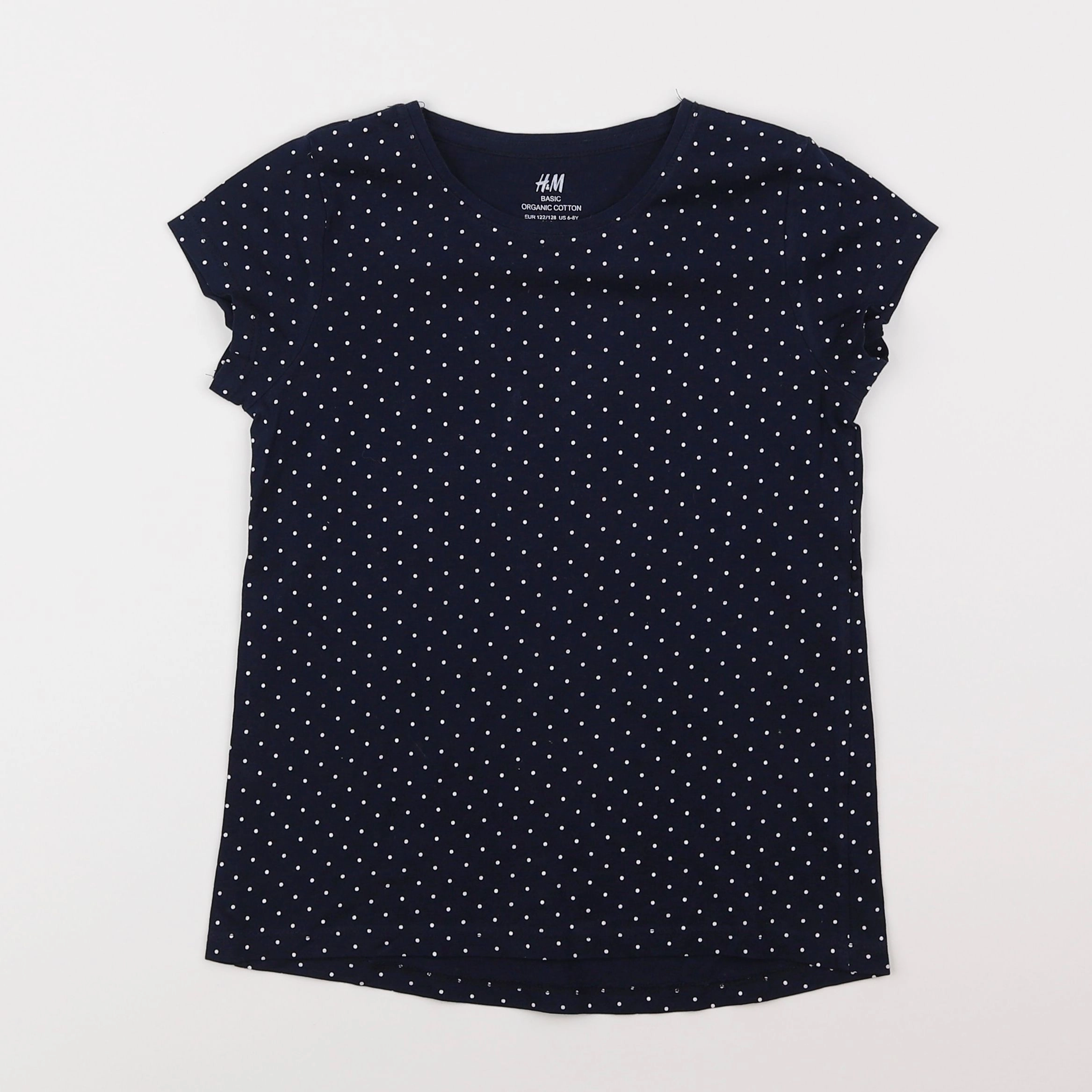 H&M - tee-shirt blanc, bleu - 6/7 ans