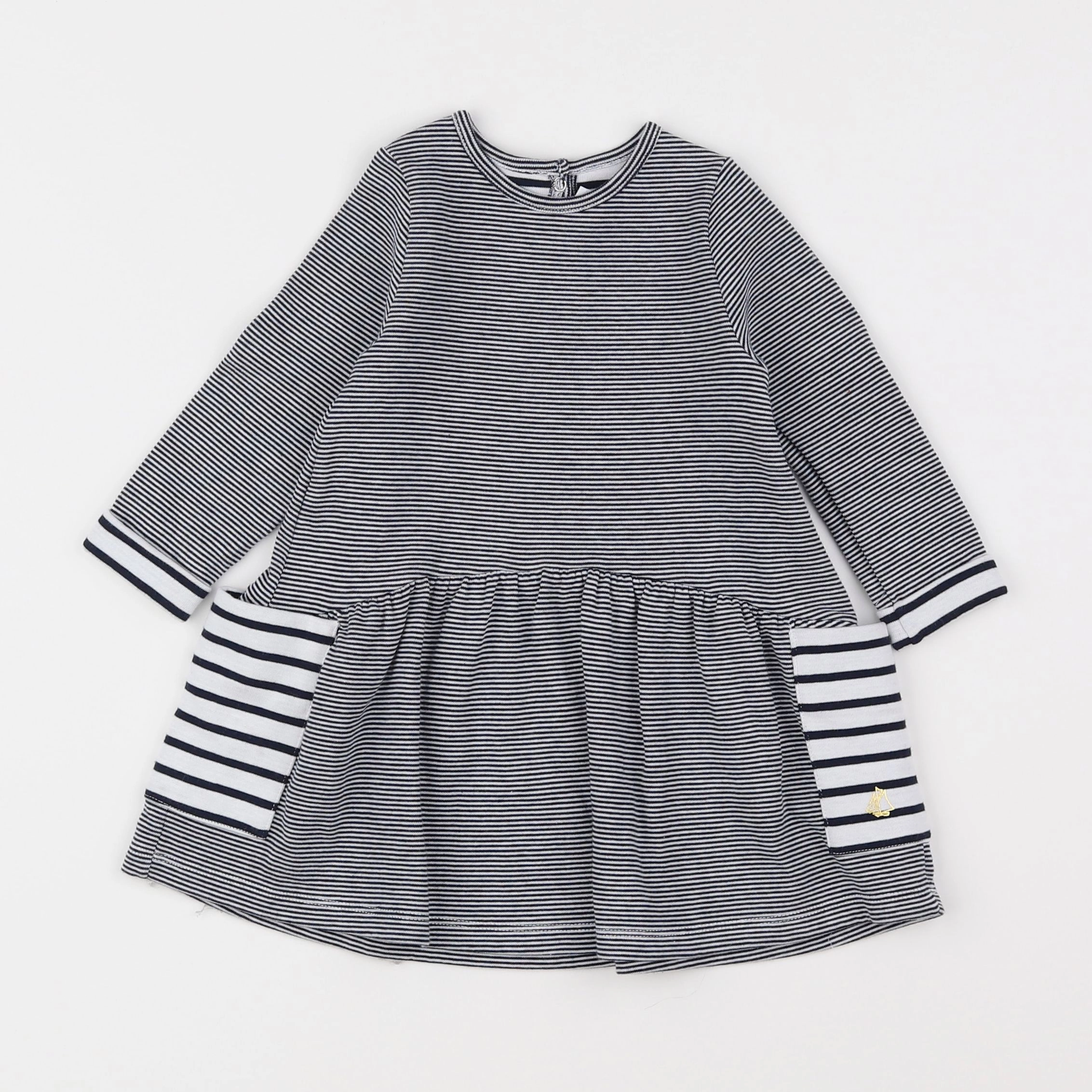 Petit Bateau - robe gris - 12 mois