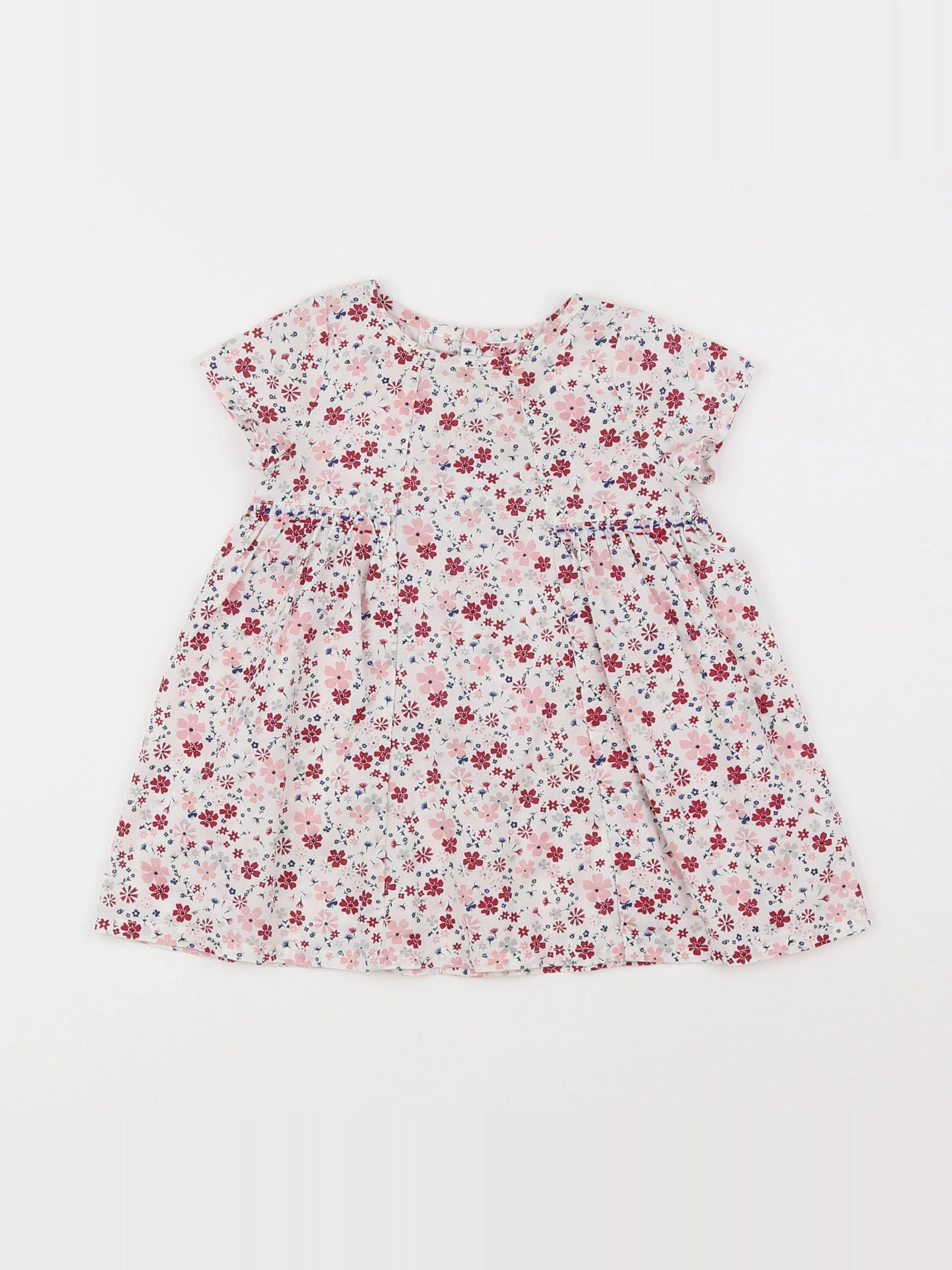 Boutchou - robe blanc, rose - 6 mois