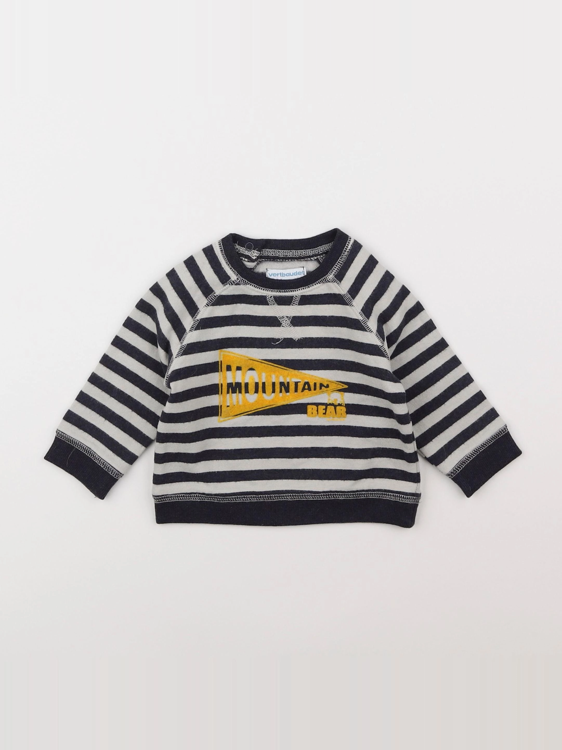 Vertbaudet - sweat blanc, gris - 6 mois
