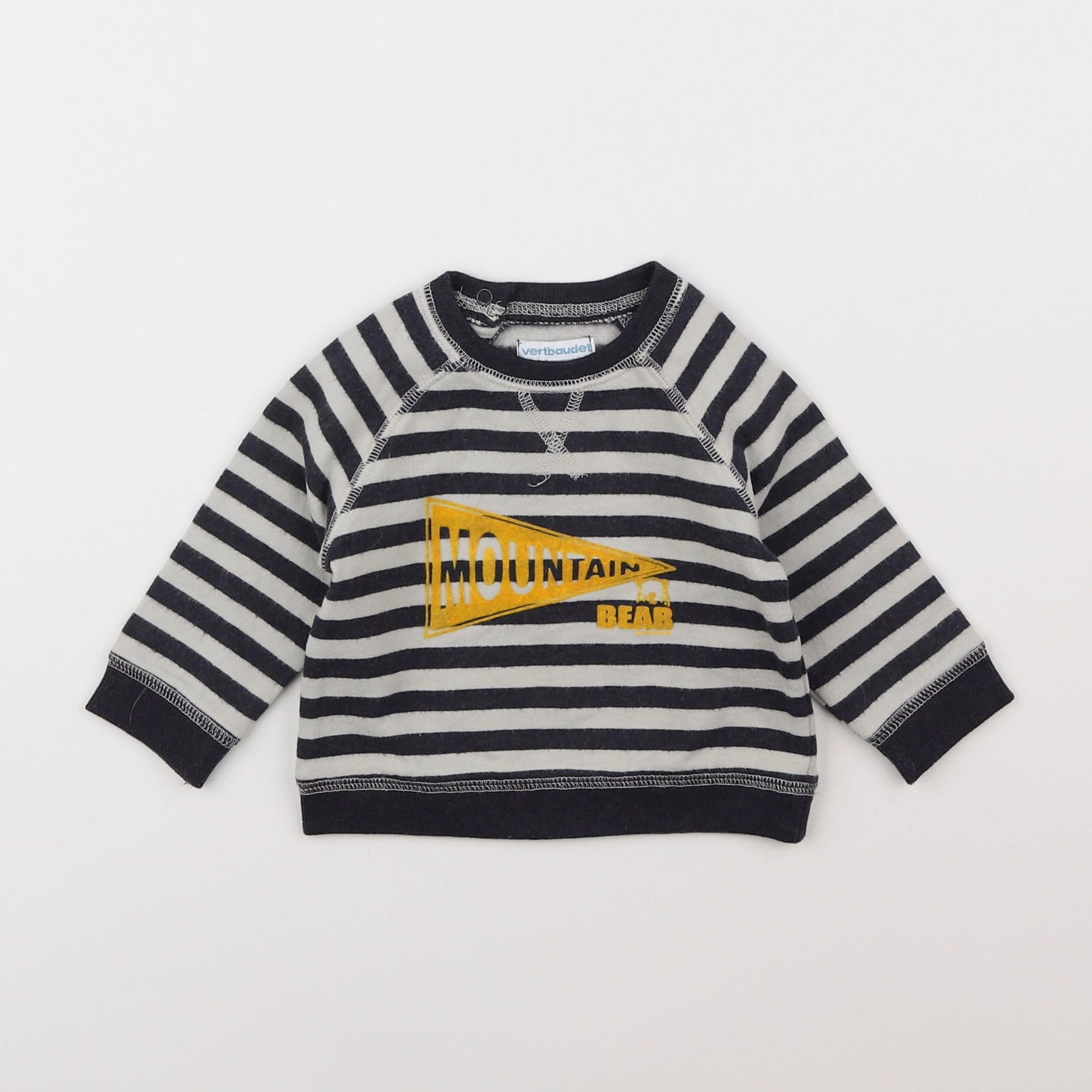 Vertbaudet - sweat blanc, gris - 6 mois