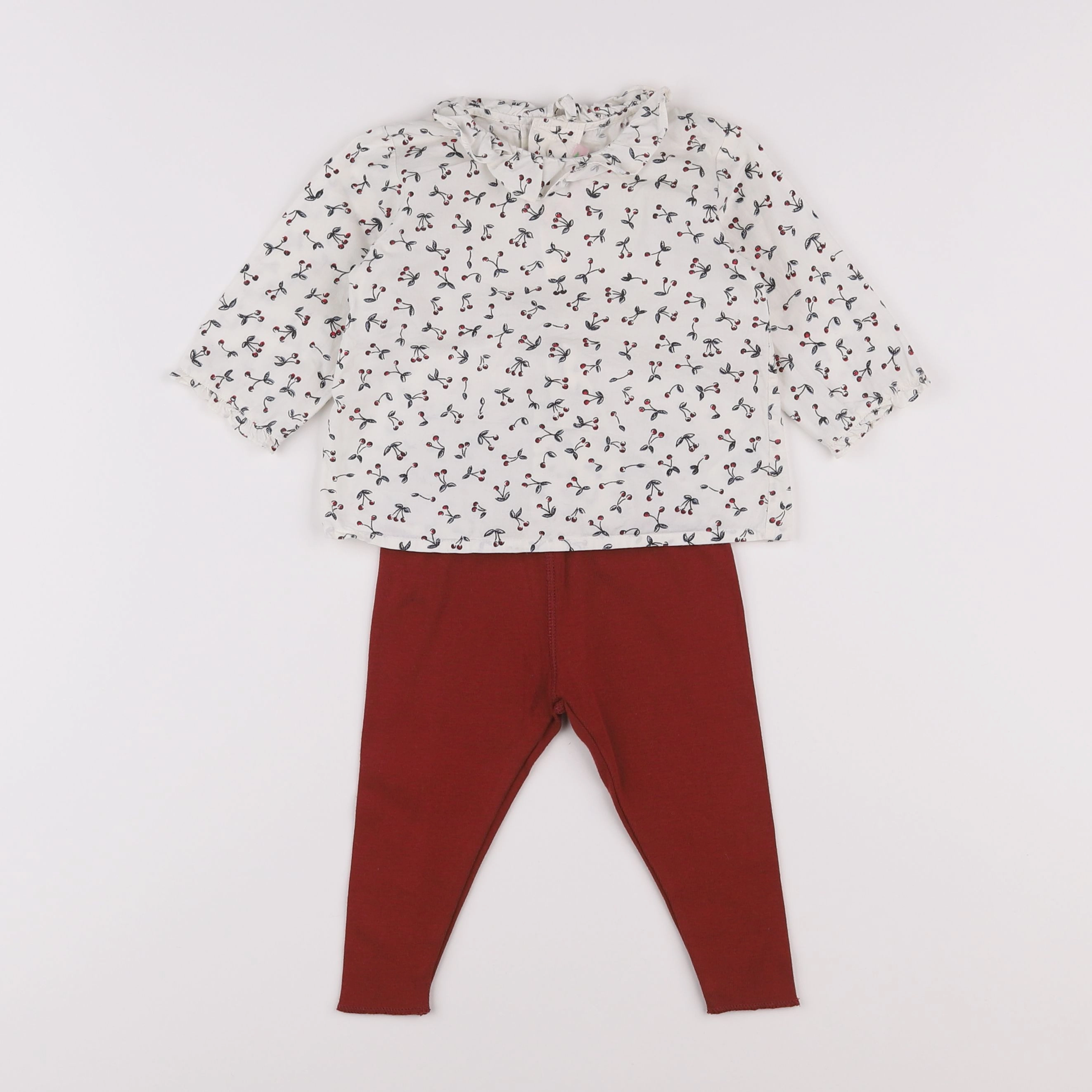 Bonpoint - ensemble blanc, rouge - 6 mois