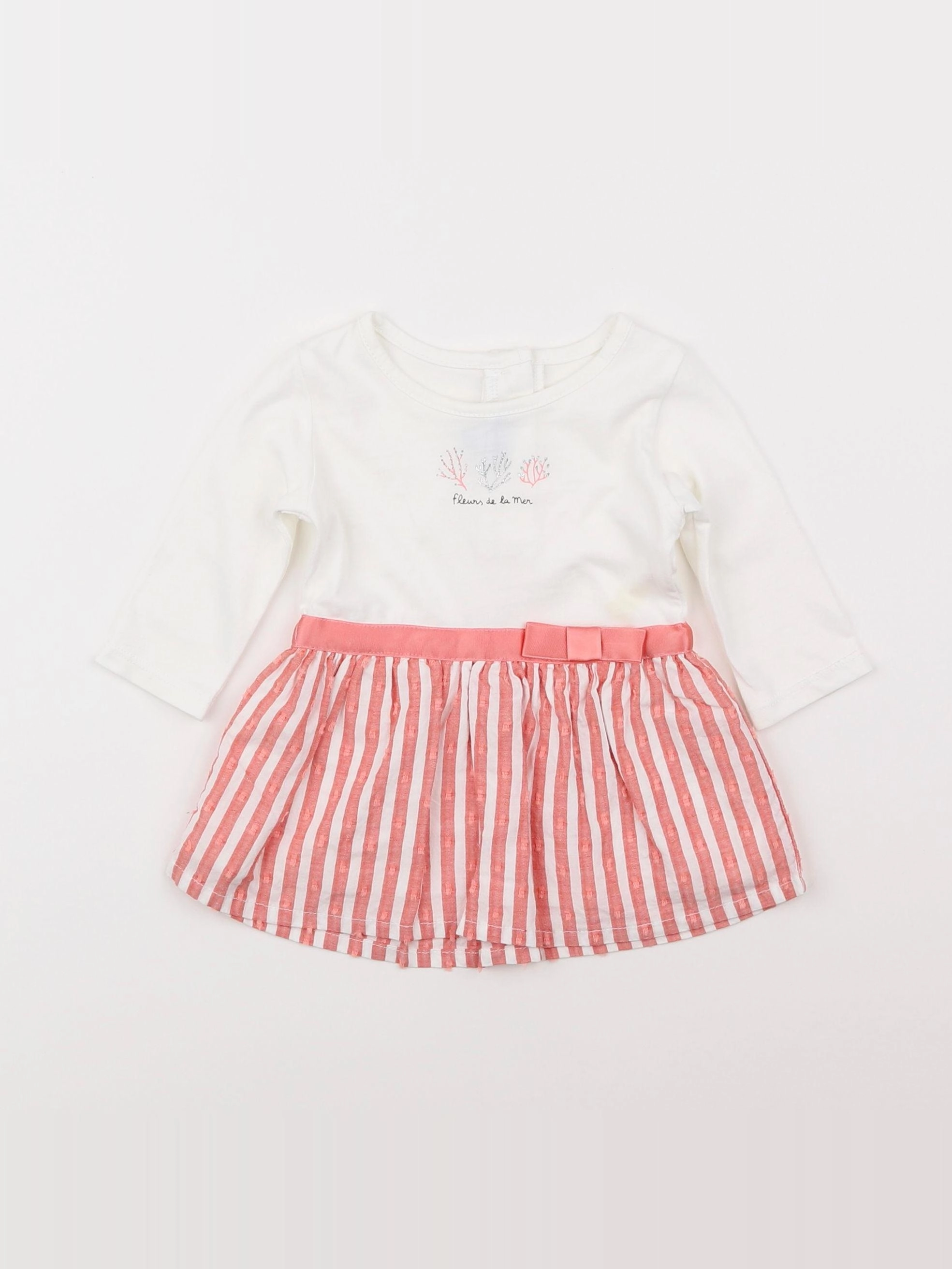 Absorba - robe blanc, rose - 3 mois