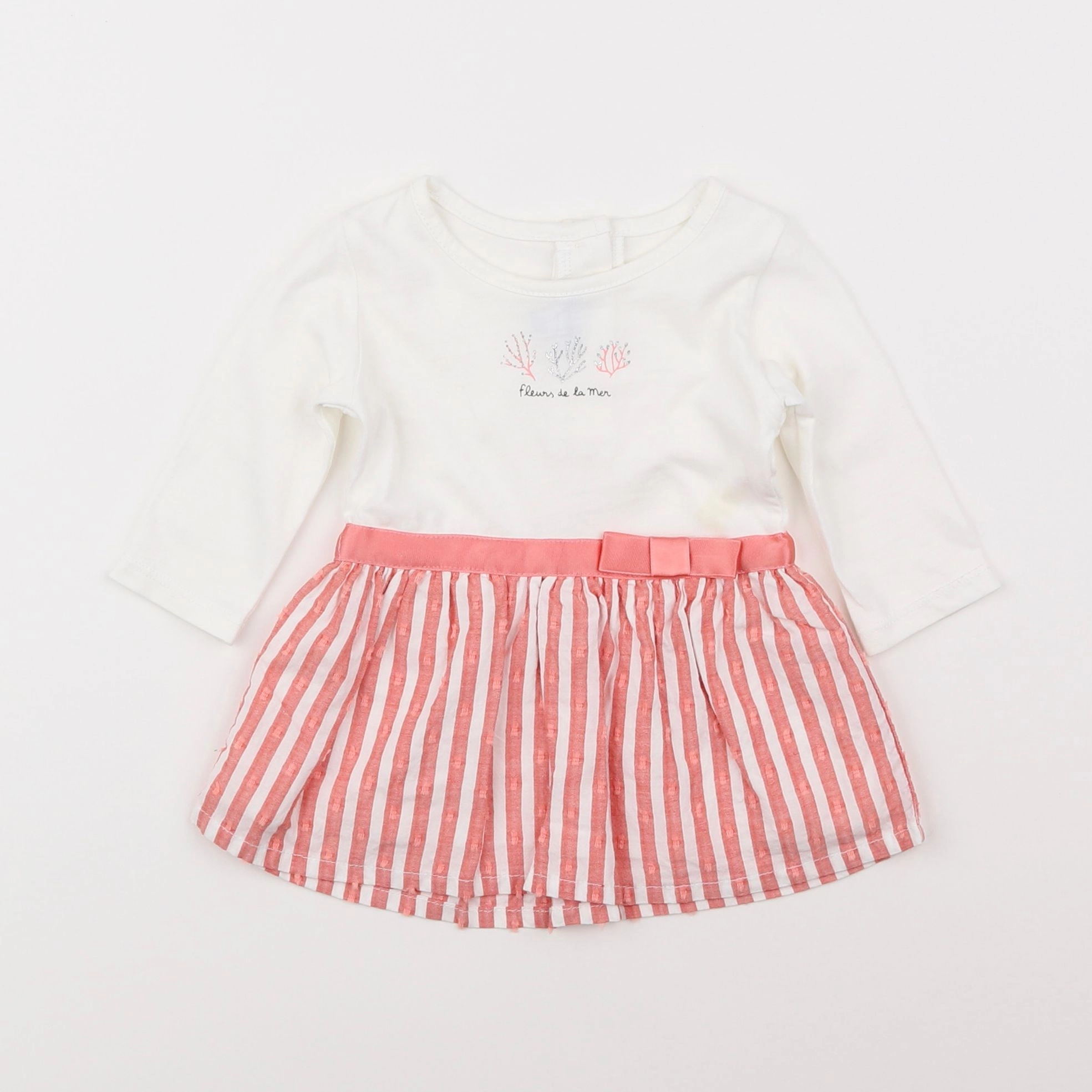 Absorba - robe blanc, rose - 3 mois
