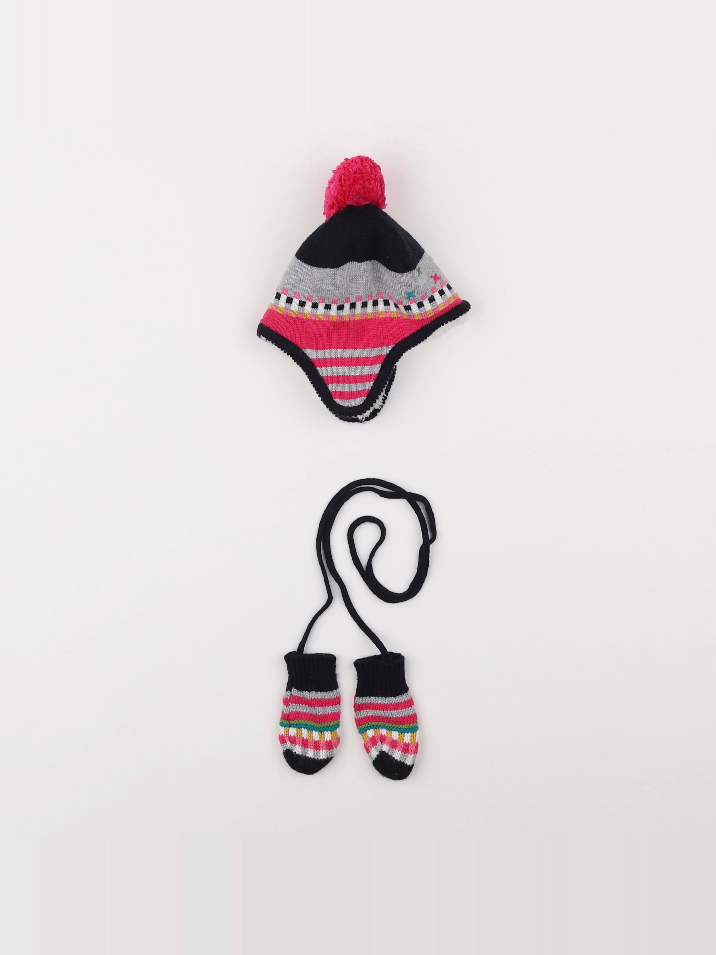 Catimini - ensemble bonnet/moufles multicolore - 3/6 mois