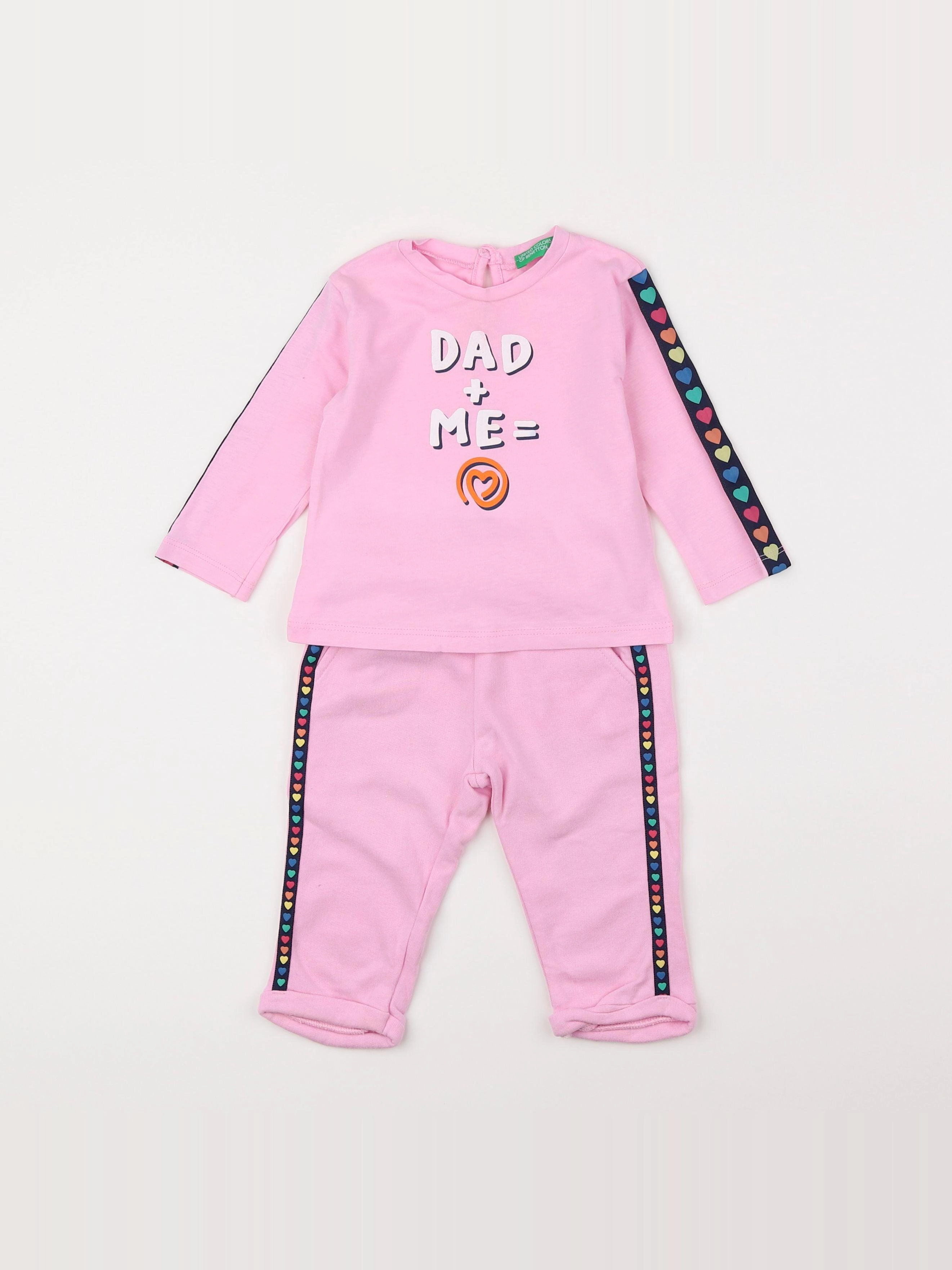 Benetton - ensemble rose - 6/9 mois