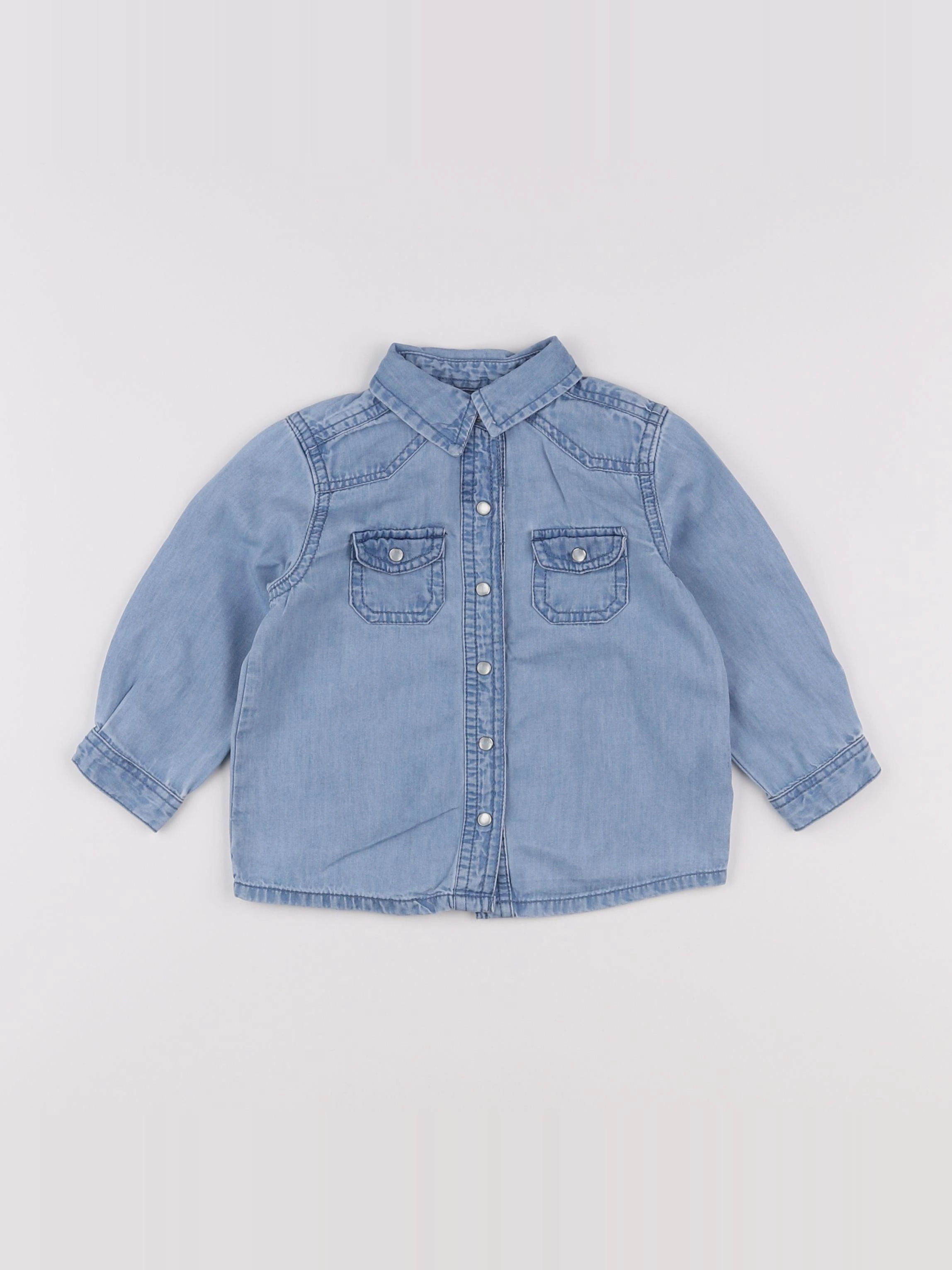 Boutchou - chemise bleu - 12 mois