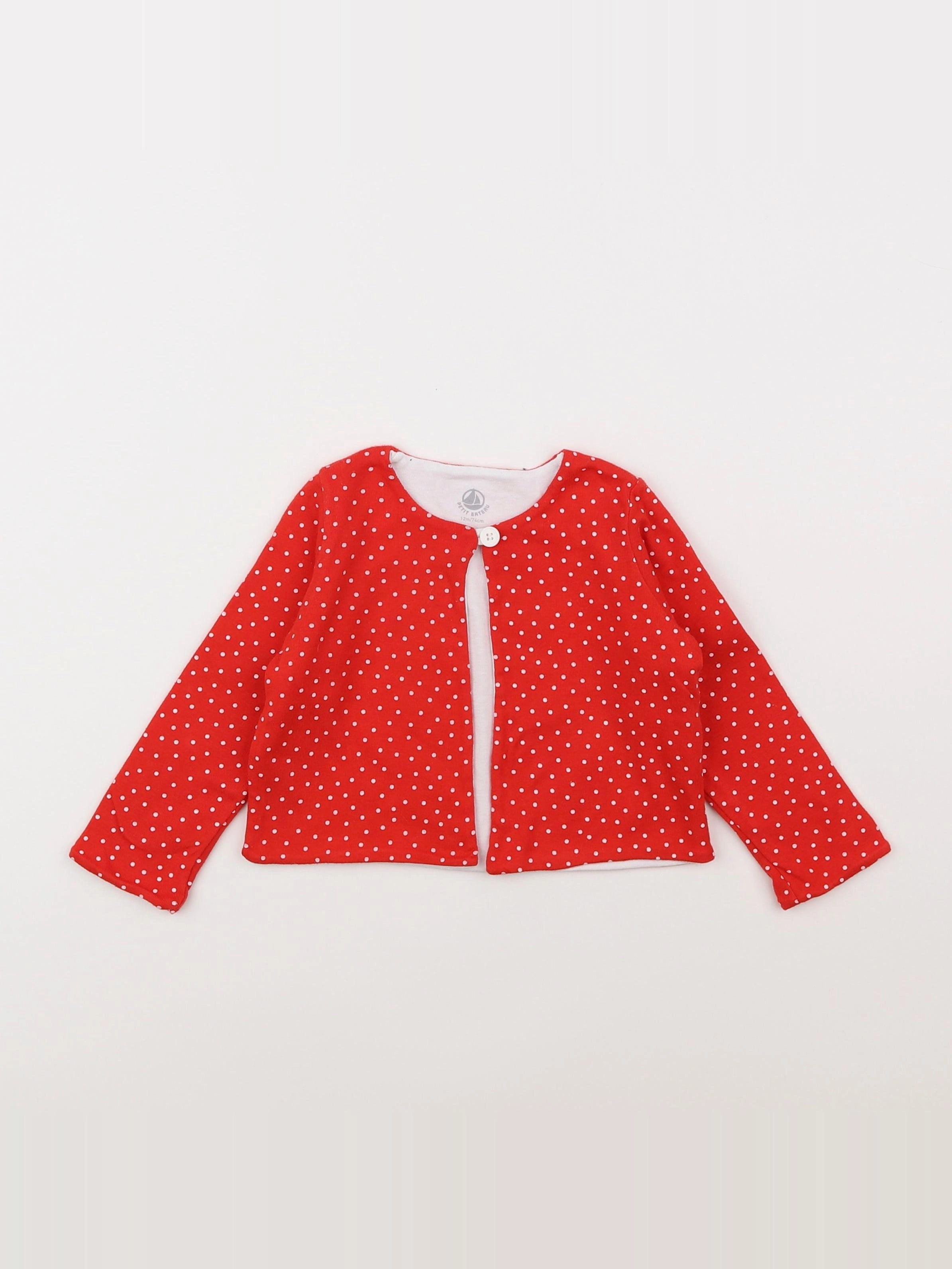 Petit Bateau - gilet rouge - 12 mois