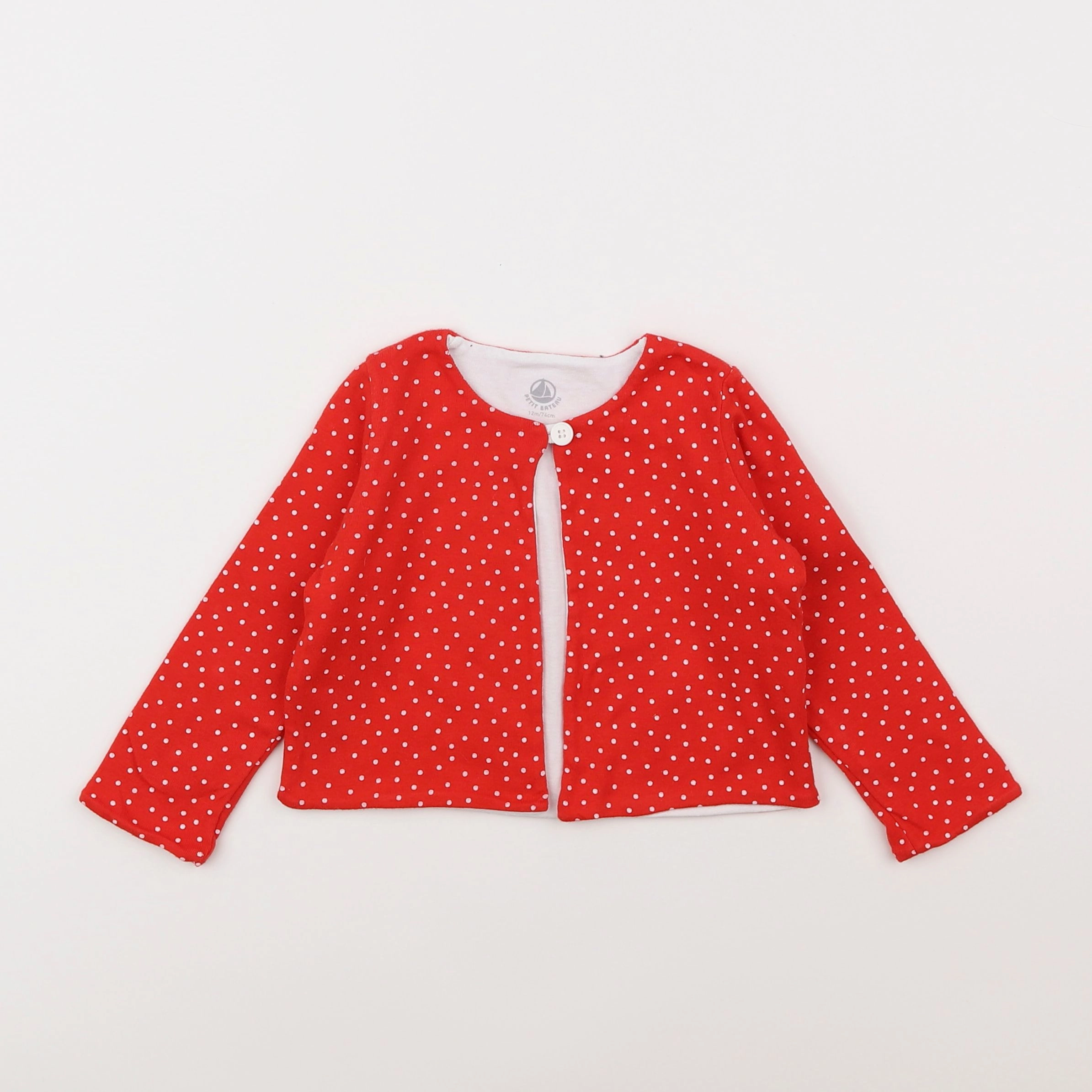 Petit Bateau - gilet rouge - 12 mois