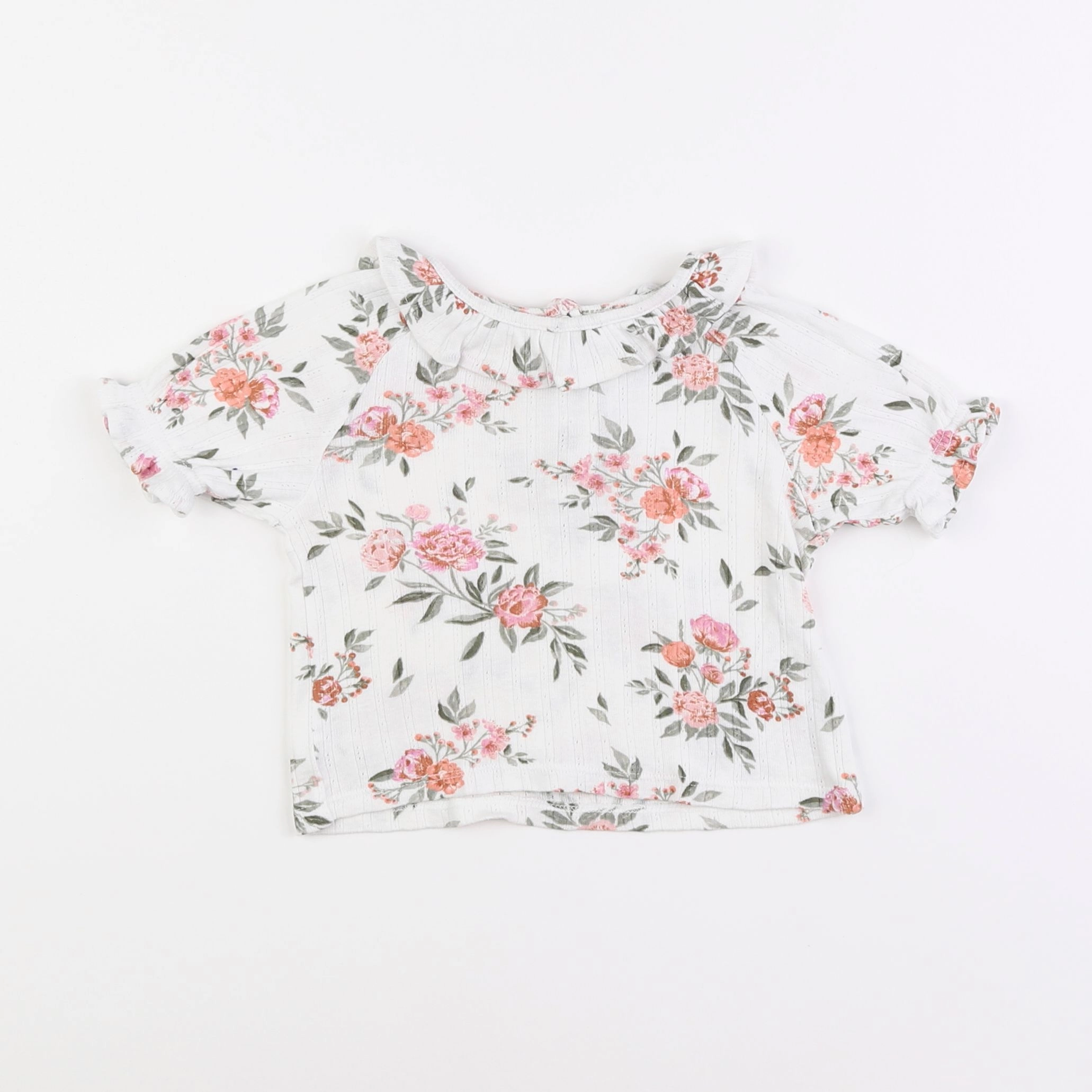 Vertbaudet - tee-shirt rose, blanc - 12 mois