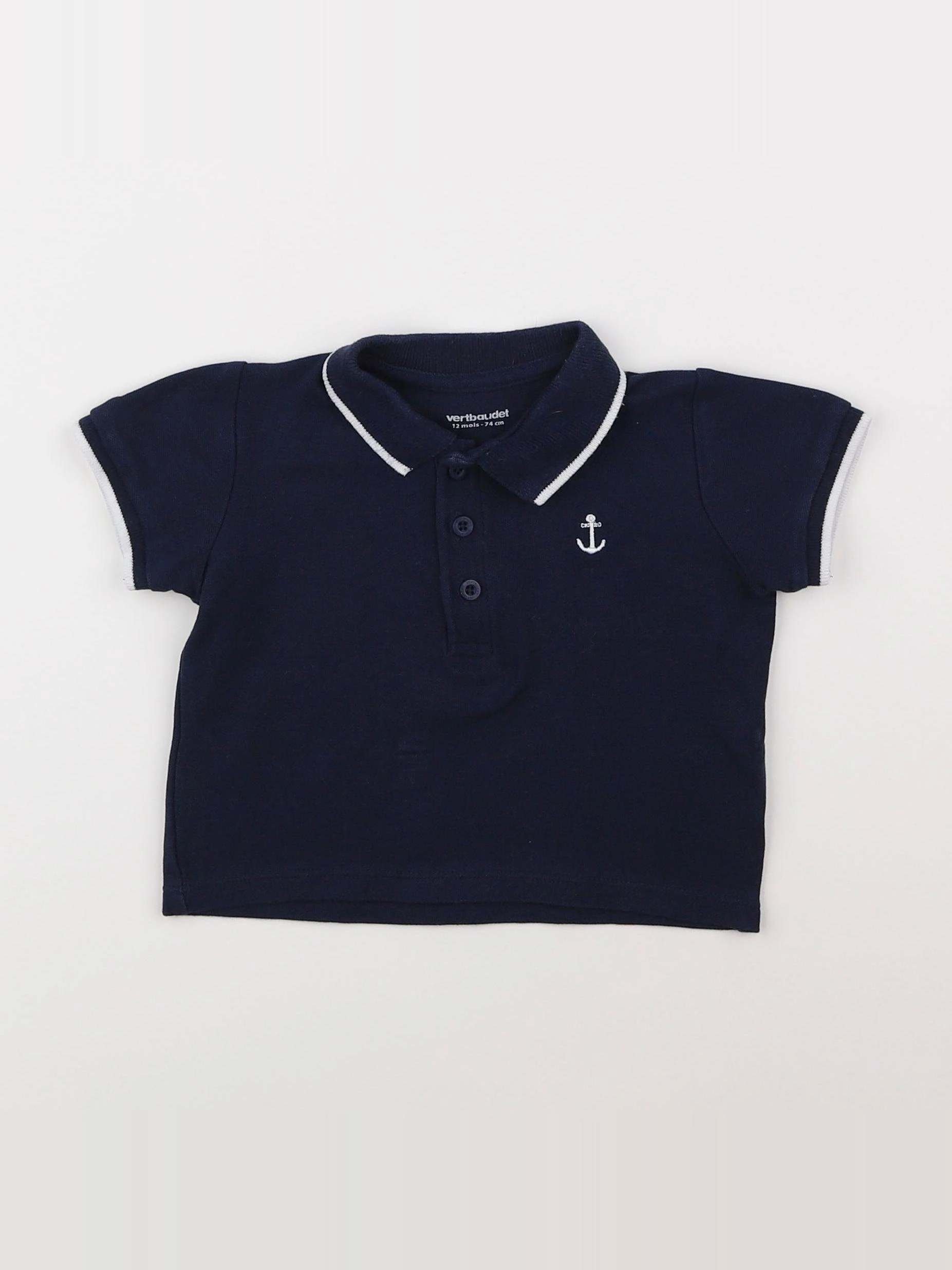 Vertbaudet - polo bleu - 12 mois