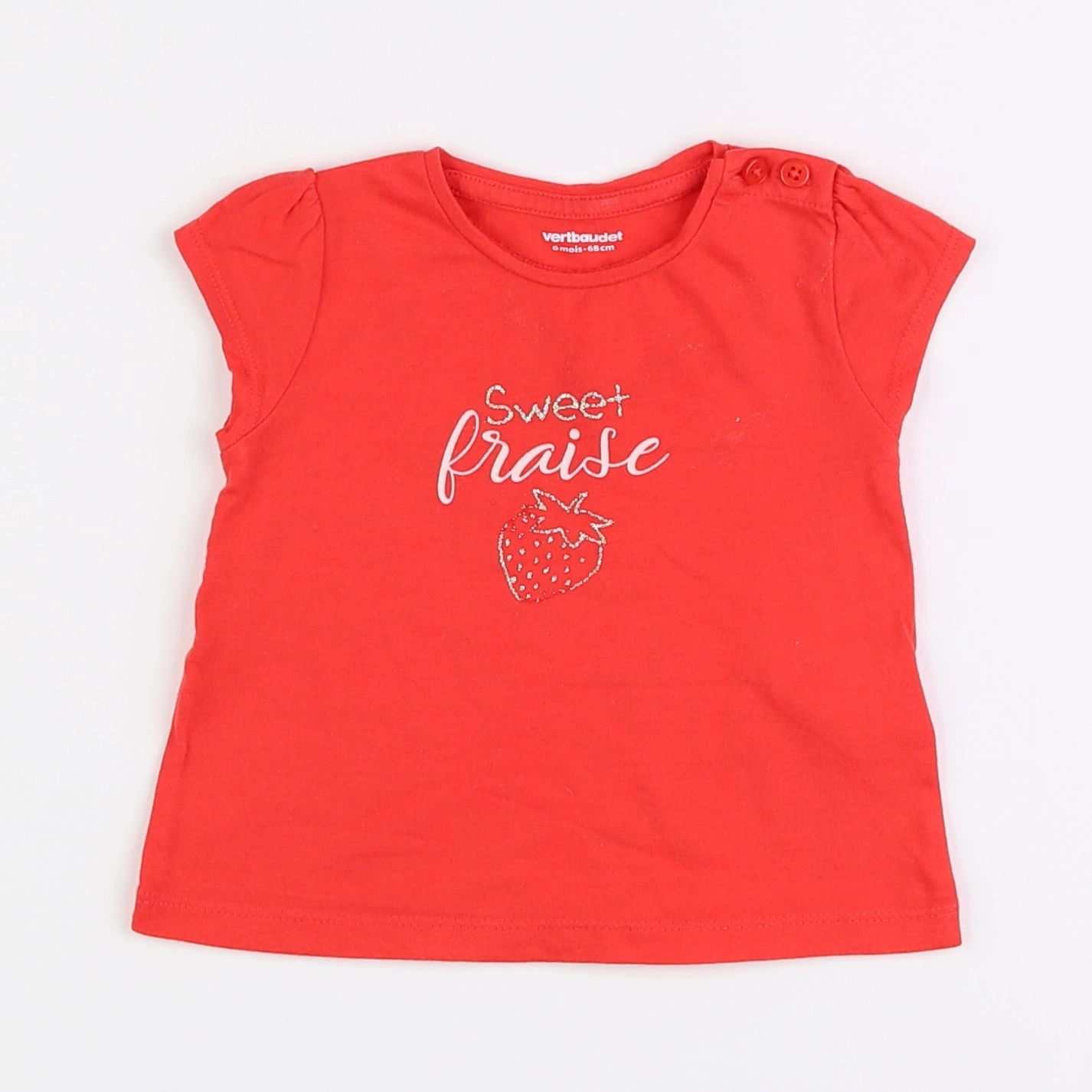 Vertbaudet - tee-shirt rouge - 6 mois