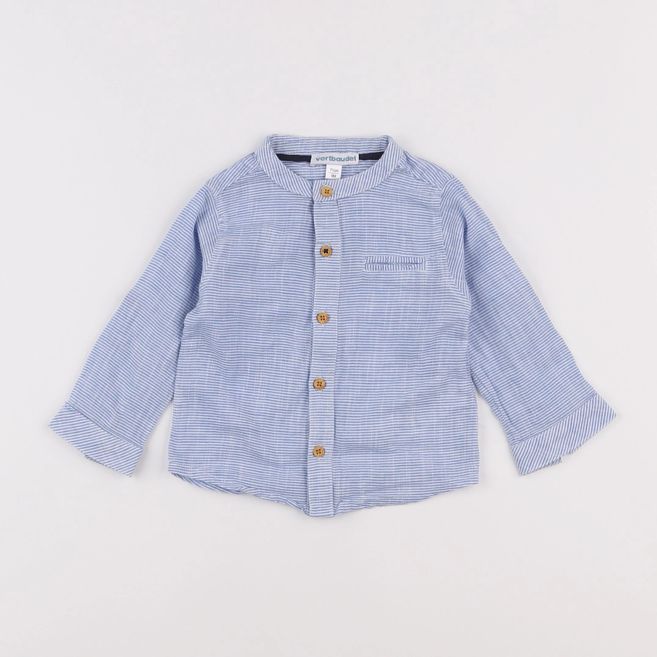 Vertbaudet - chemise bleu - 9 mois