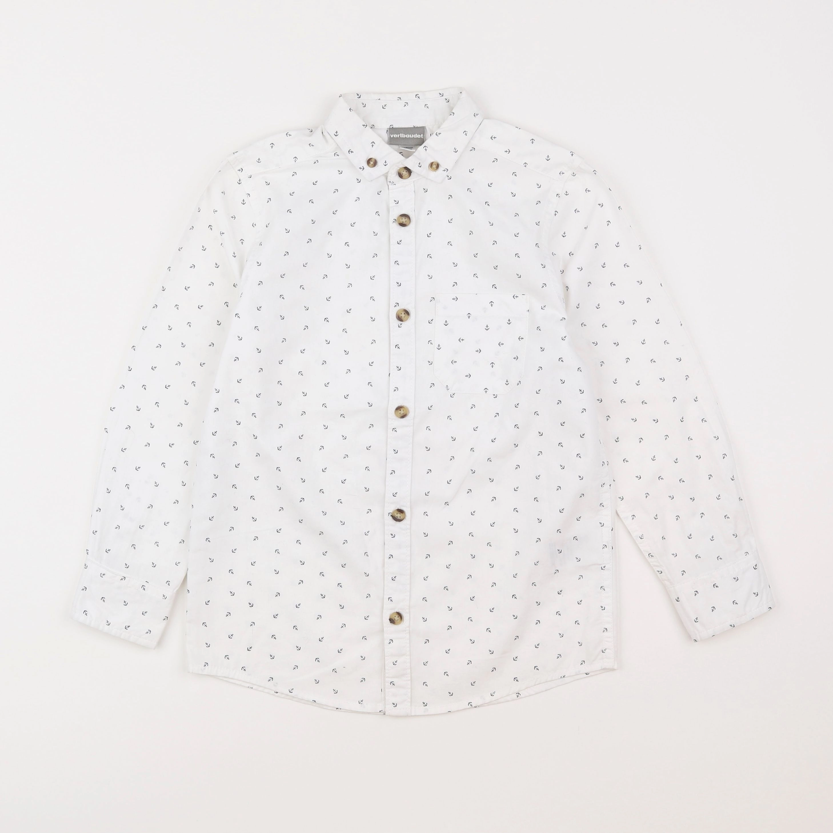 Vertbaudet - chemise blanc, bleu - 8 ans