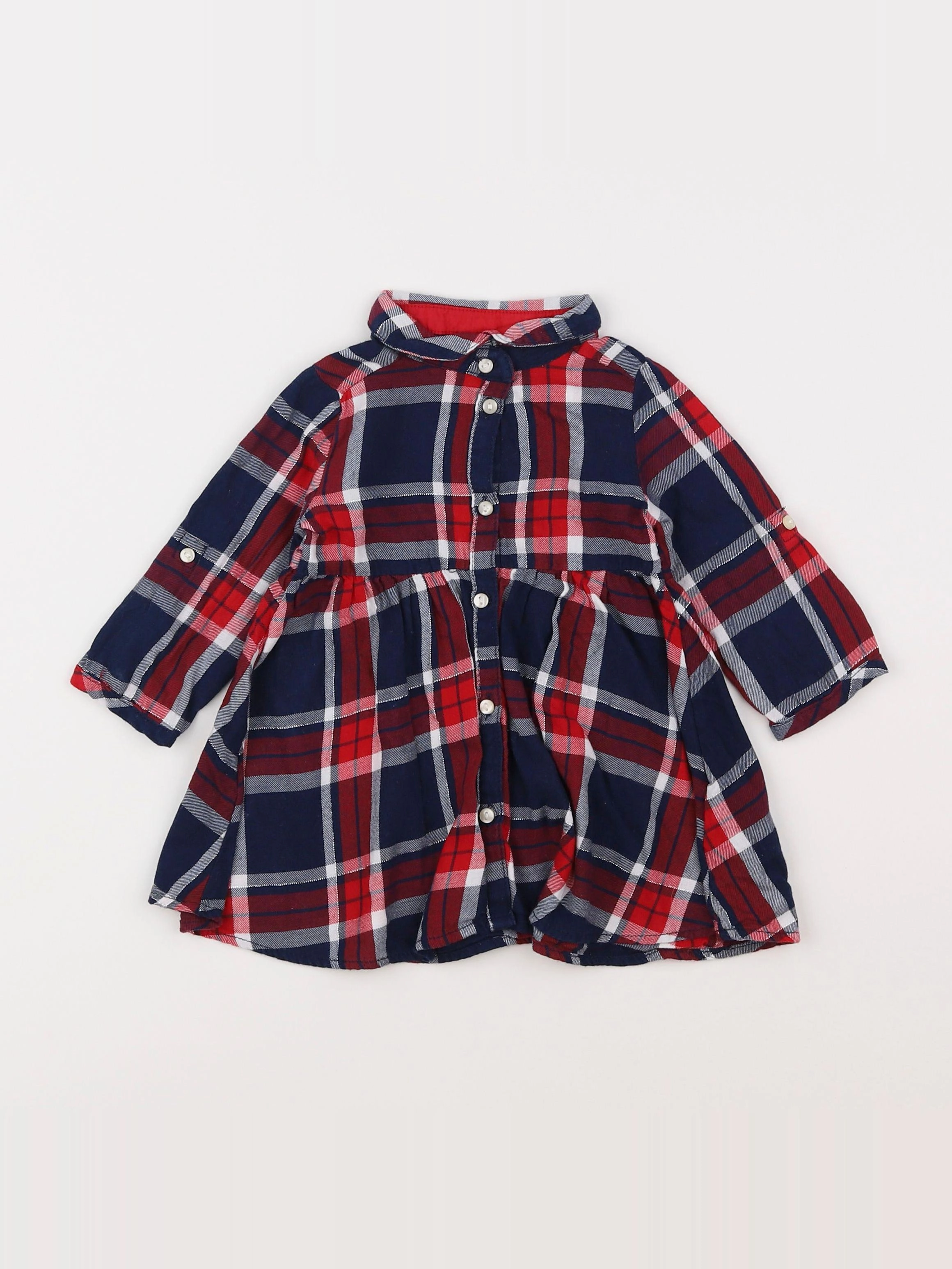 H&M - robe bleu, rouge - 6/9 mois