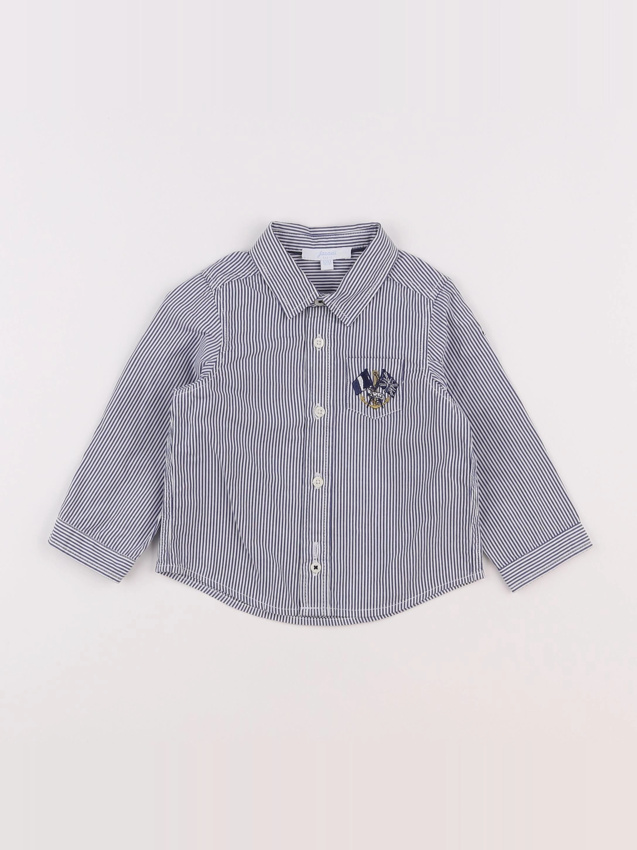 Jacadi - chemise blanc, bleu - 12 mois