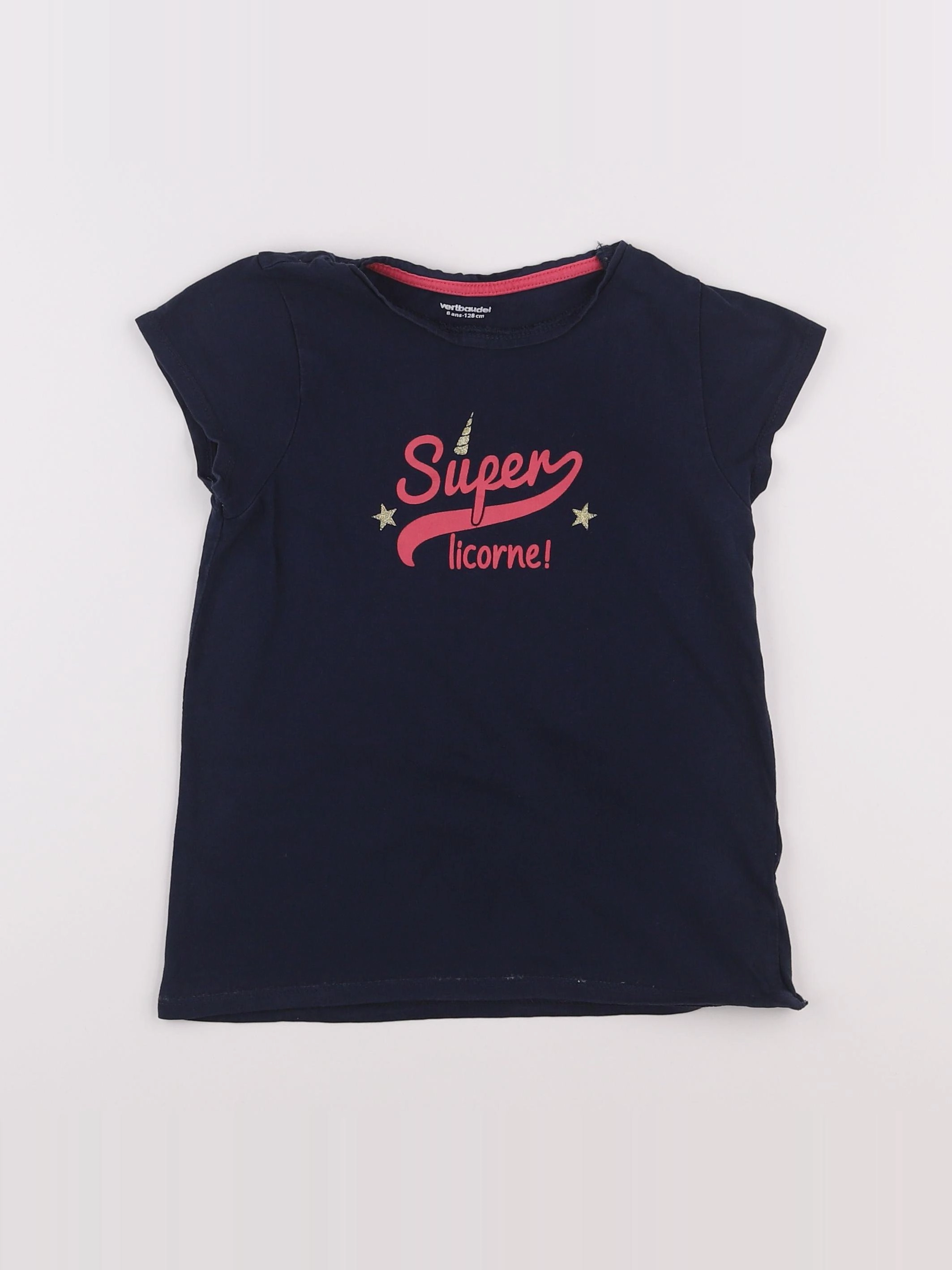 Vertbaudet - tee-shirt bleu - 8 ans