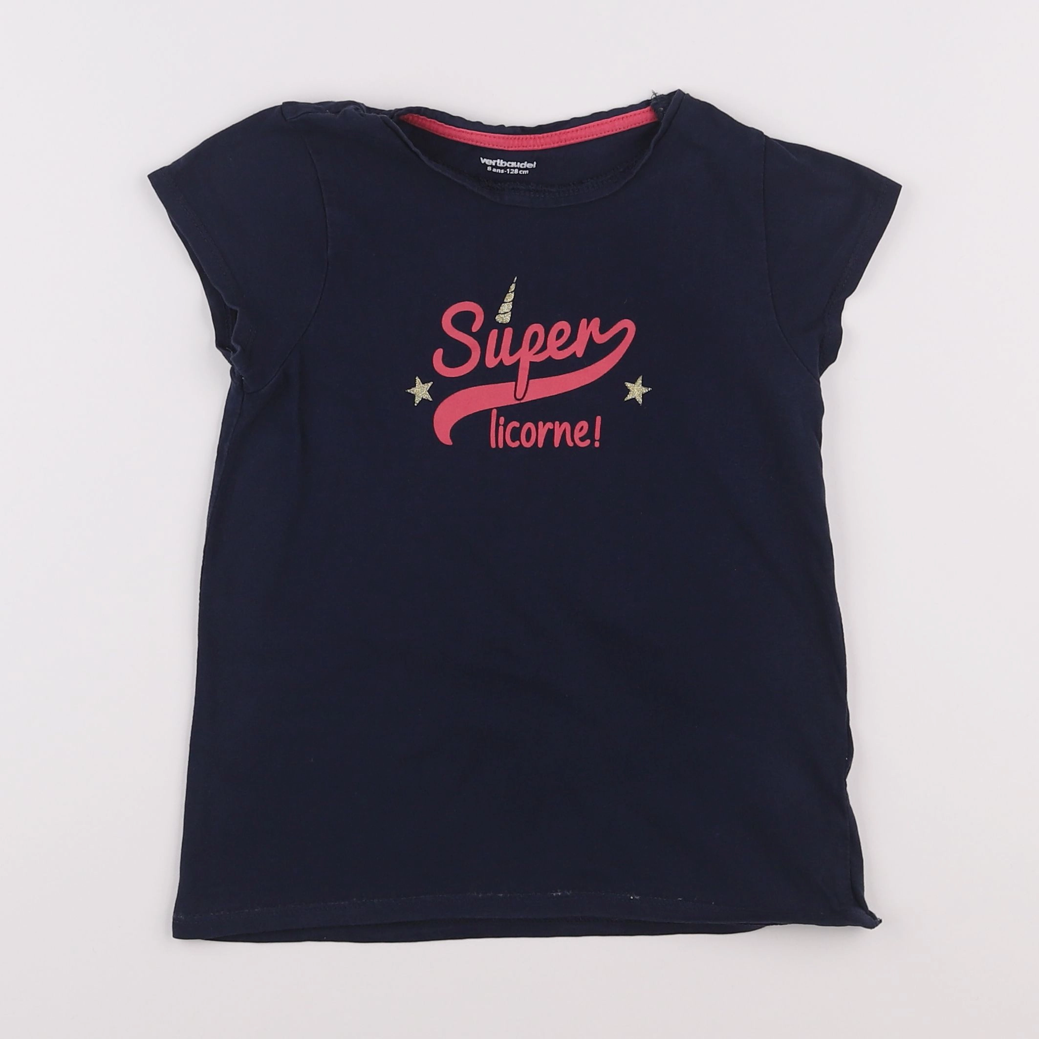 Vertbaudet - tee-shirt bleu - 8 ans