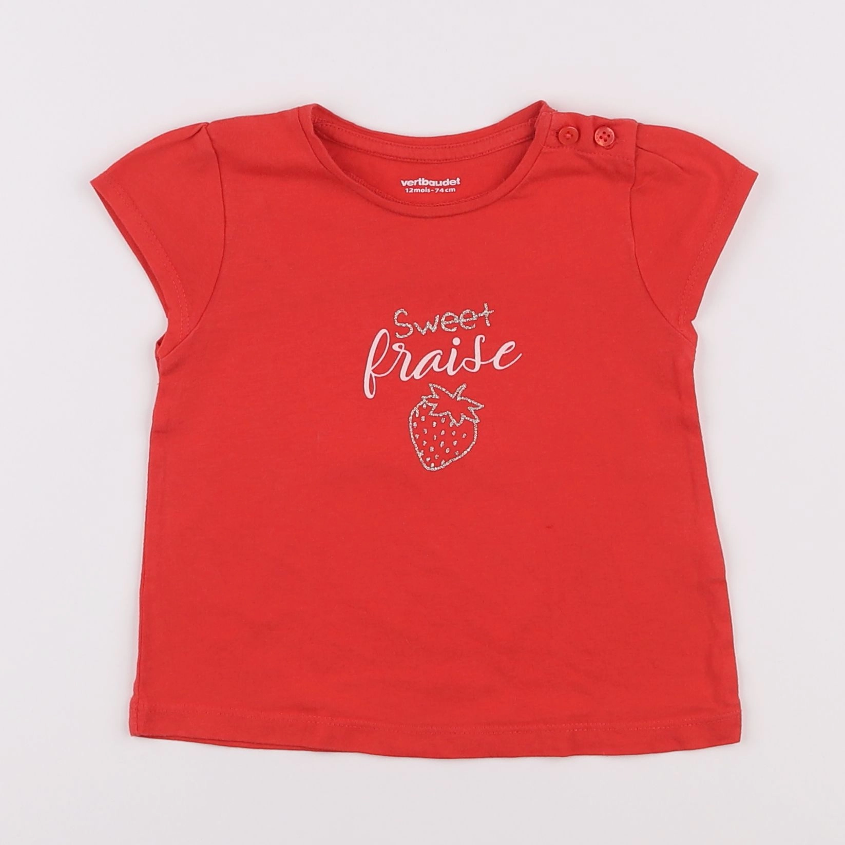 Vertbaudet - tee-shirt rouge - 12 mois