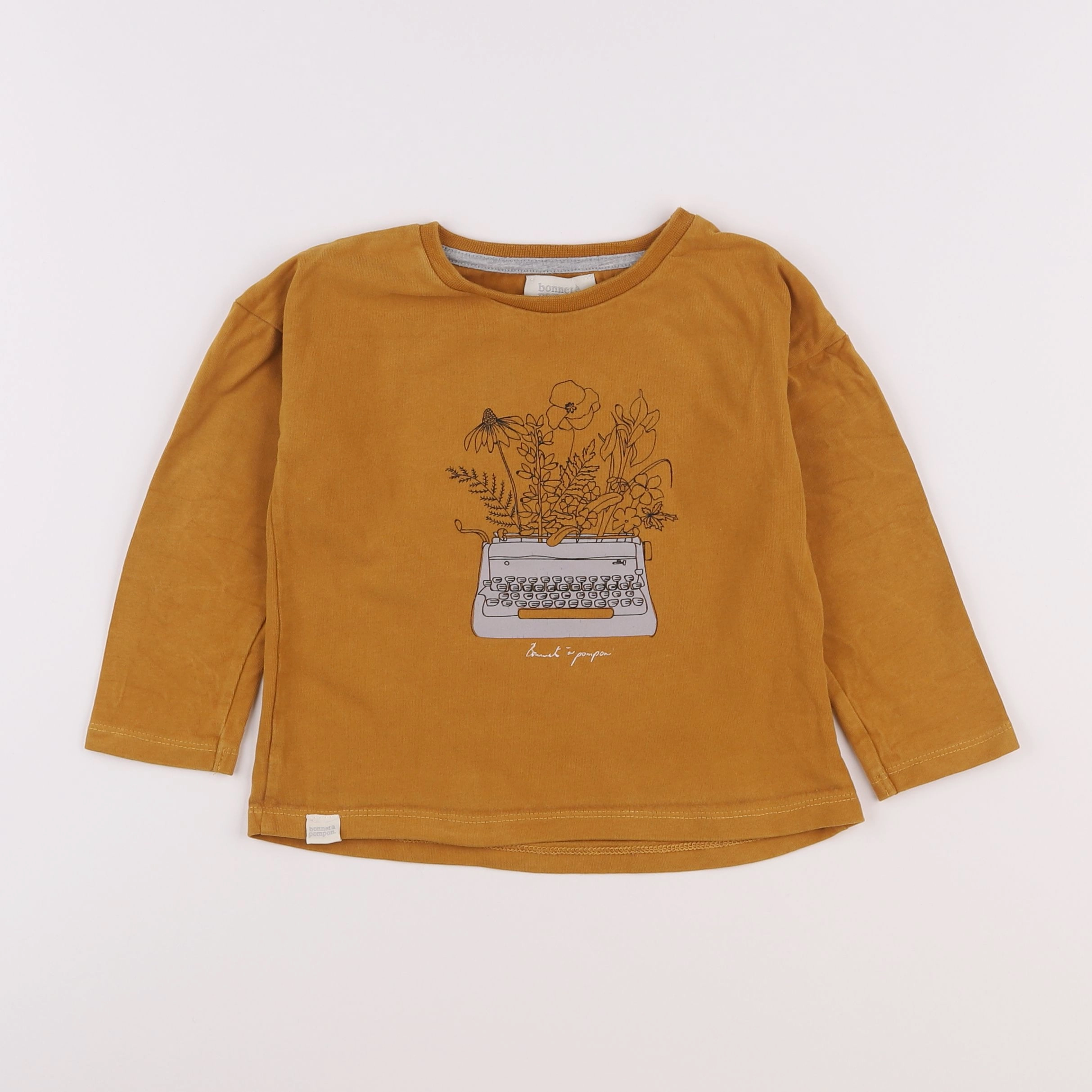 Bonnet à Pompon - sweat marron - 4 ans