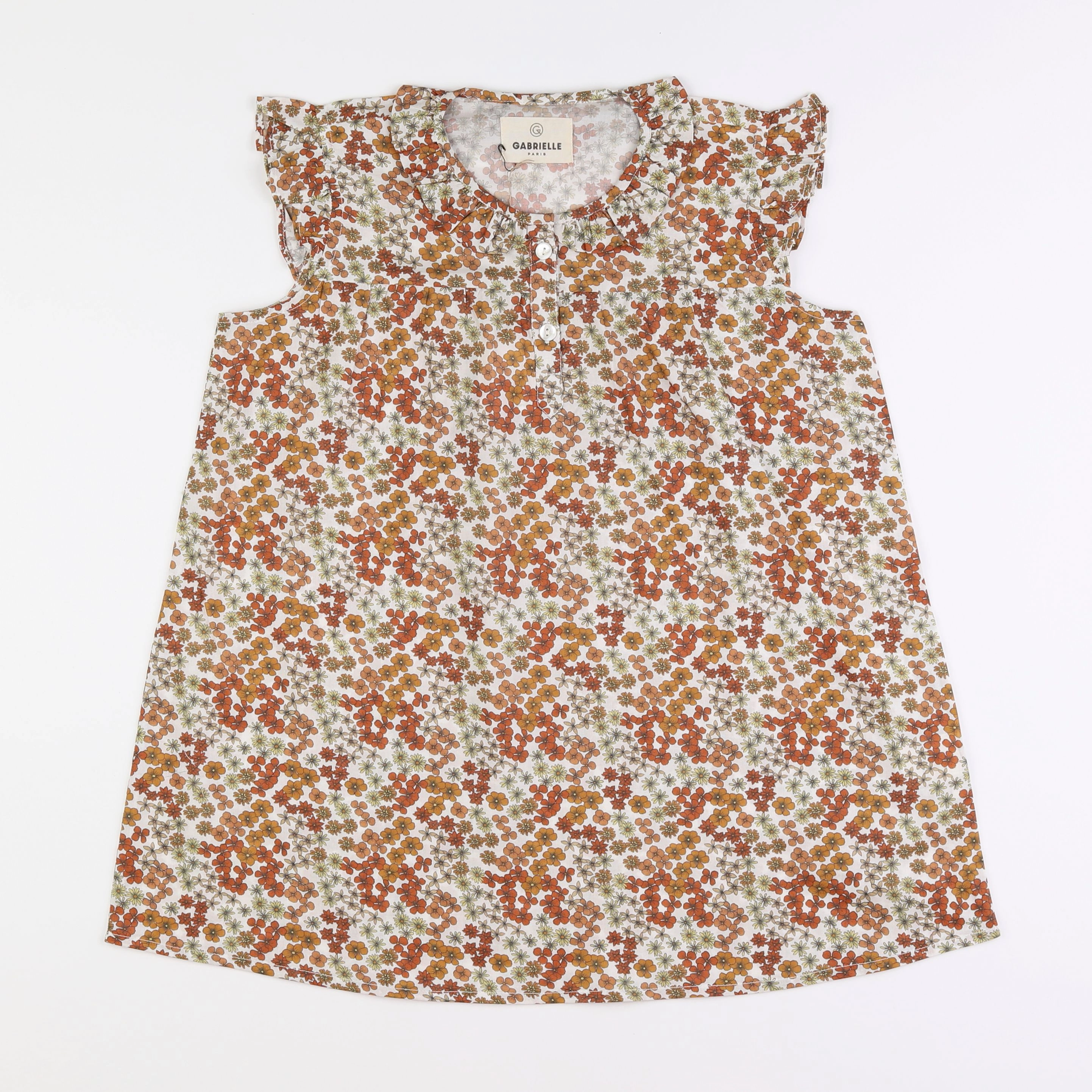 GABRIELLE PARIS - chemise de nuit coton flower bois de rose - 8 ans