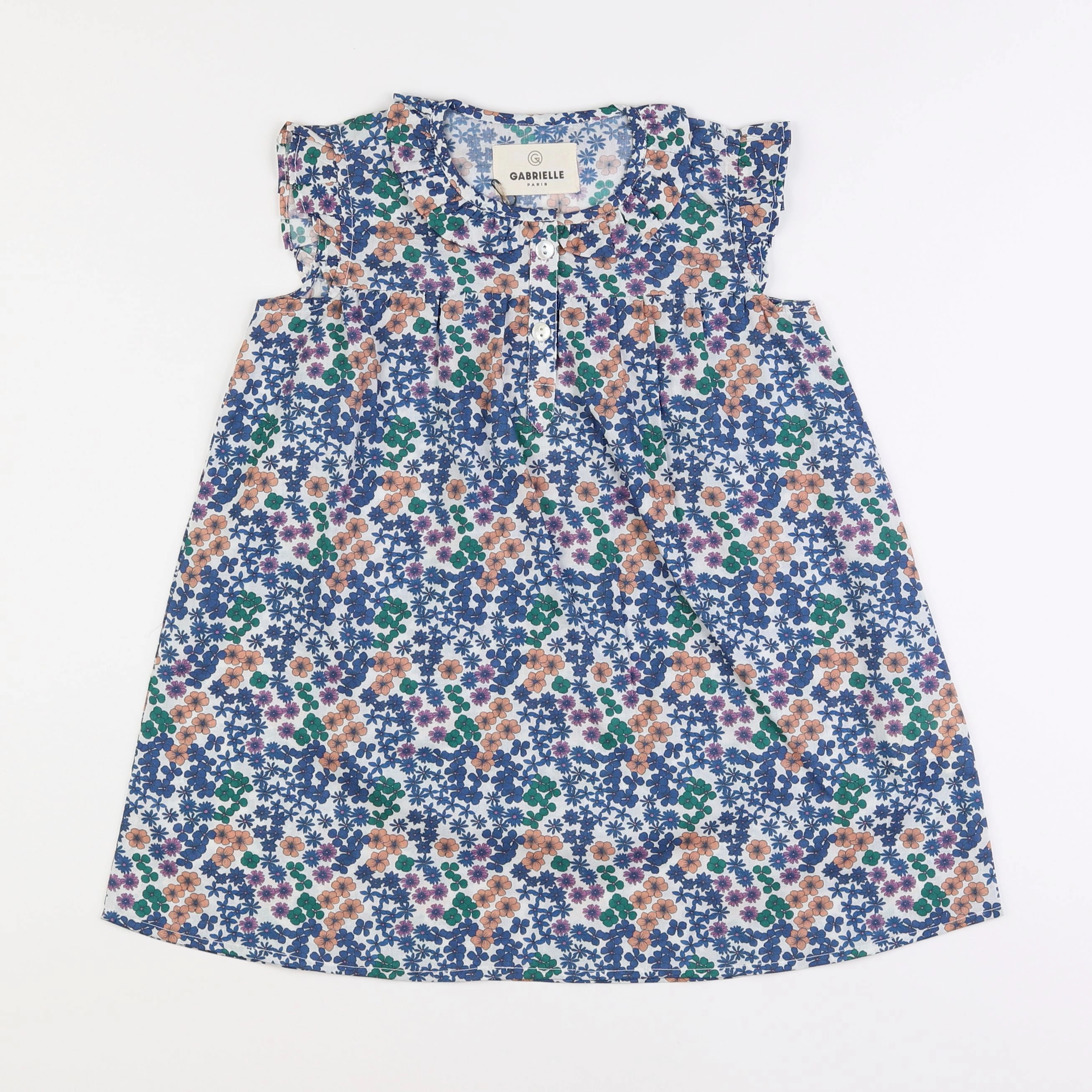 GABRIELLE PARIS - chemise de nuit coton flower azur - 4 ans