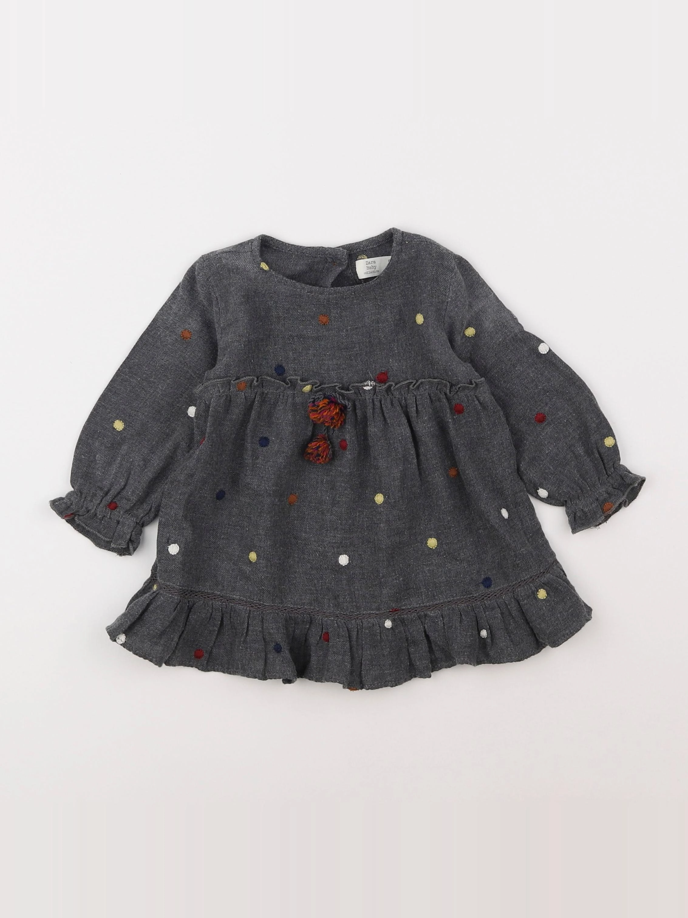 Zara - robe gris - 6/9 mois