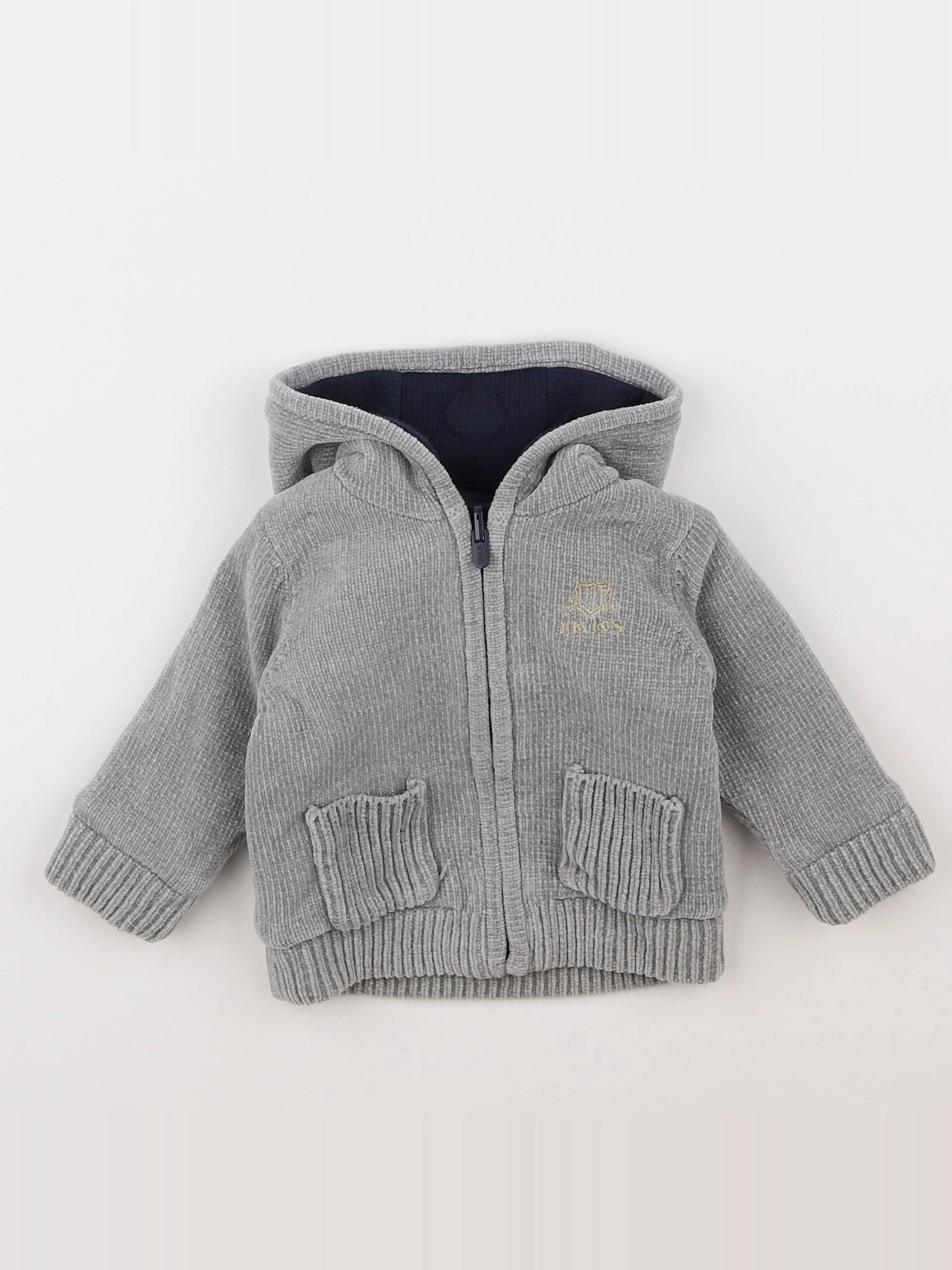 IKKS - veste doublé gris - 6/12 mois