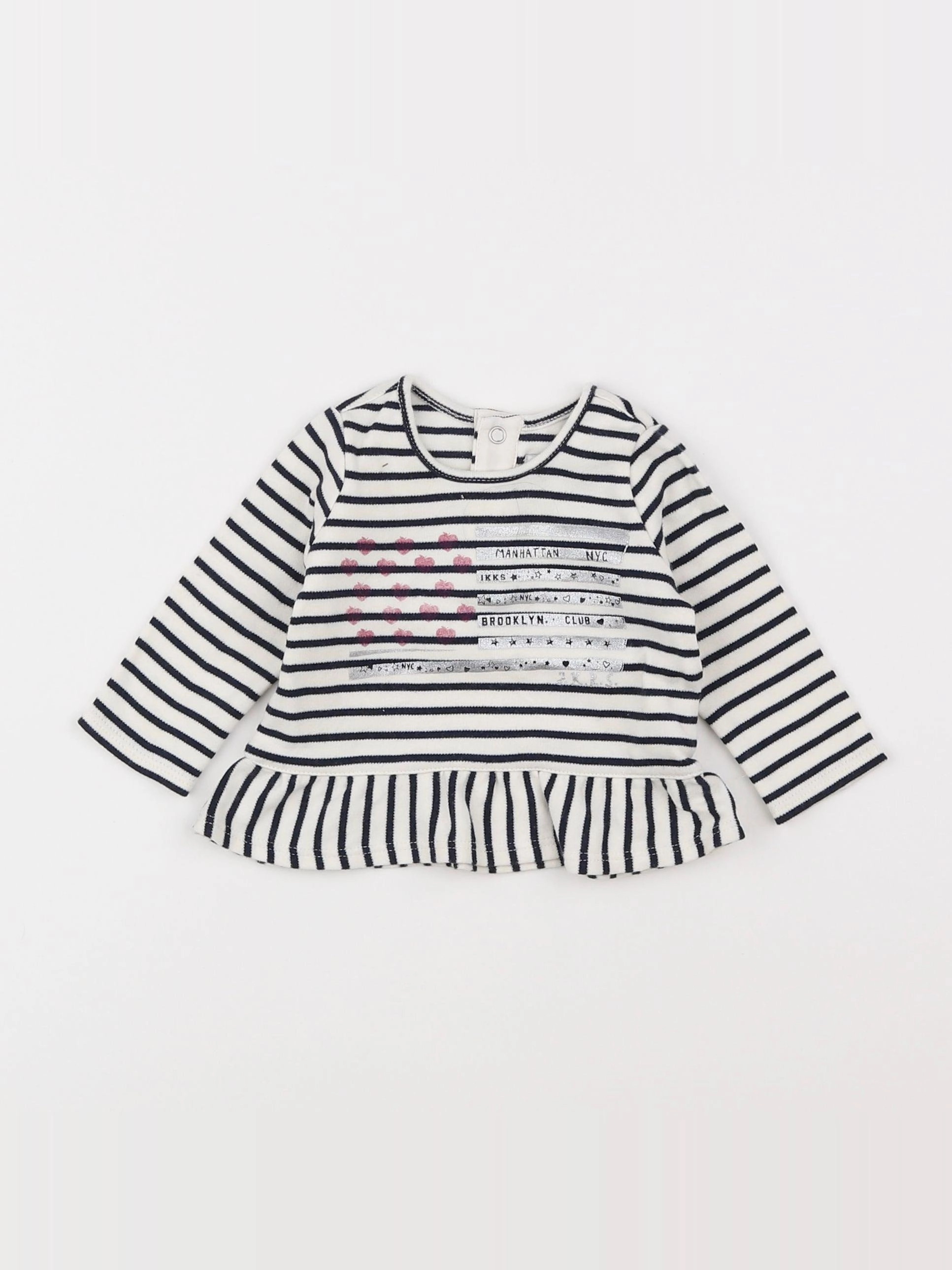 IKKS - tee-shirt blanc, bleu - 3 mois