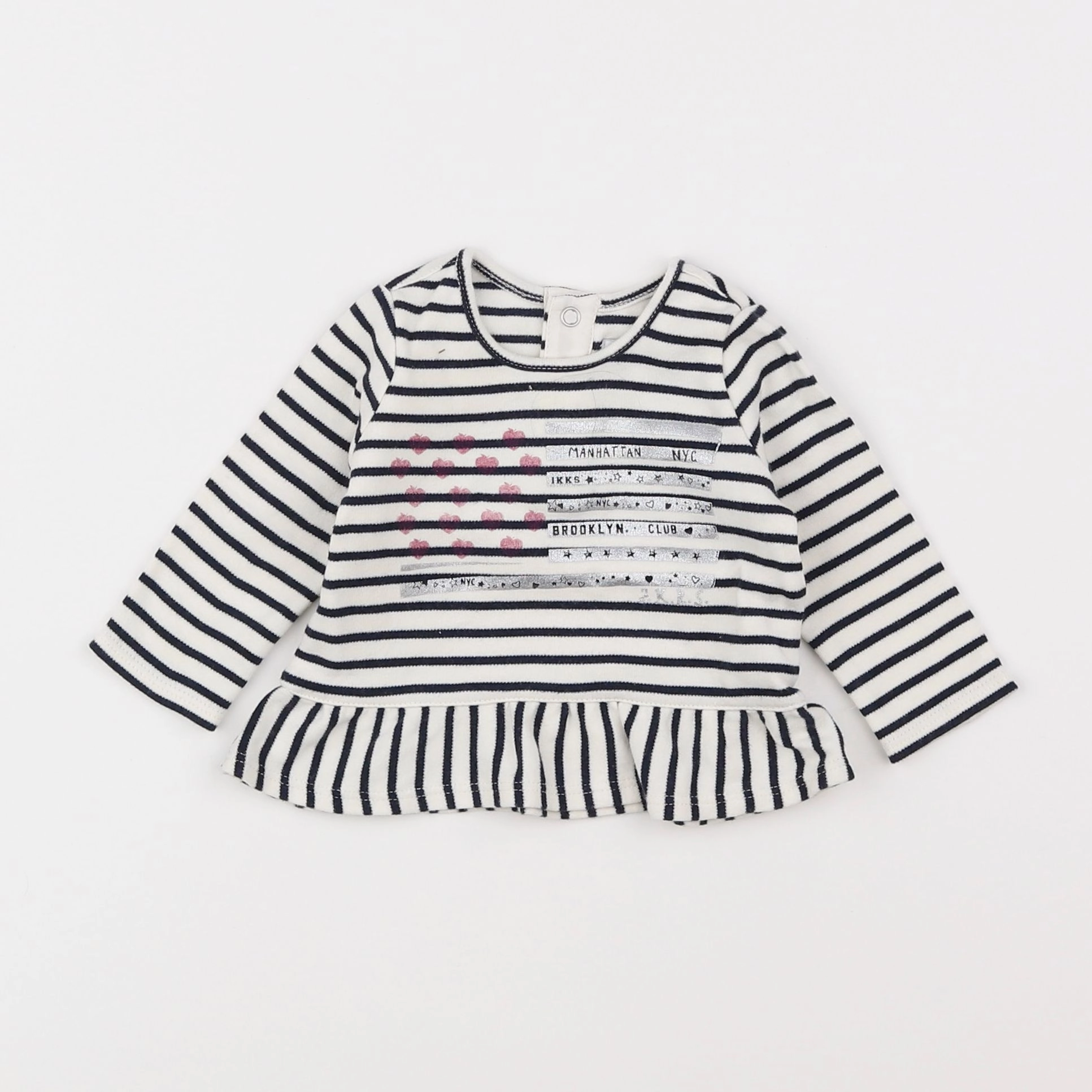 IKKS - tee-shirt blanc, bleu - 3 mois