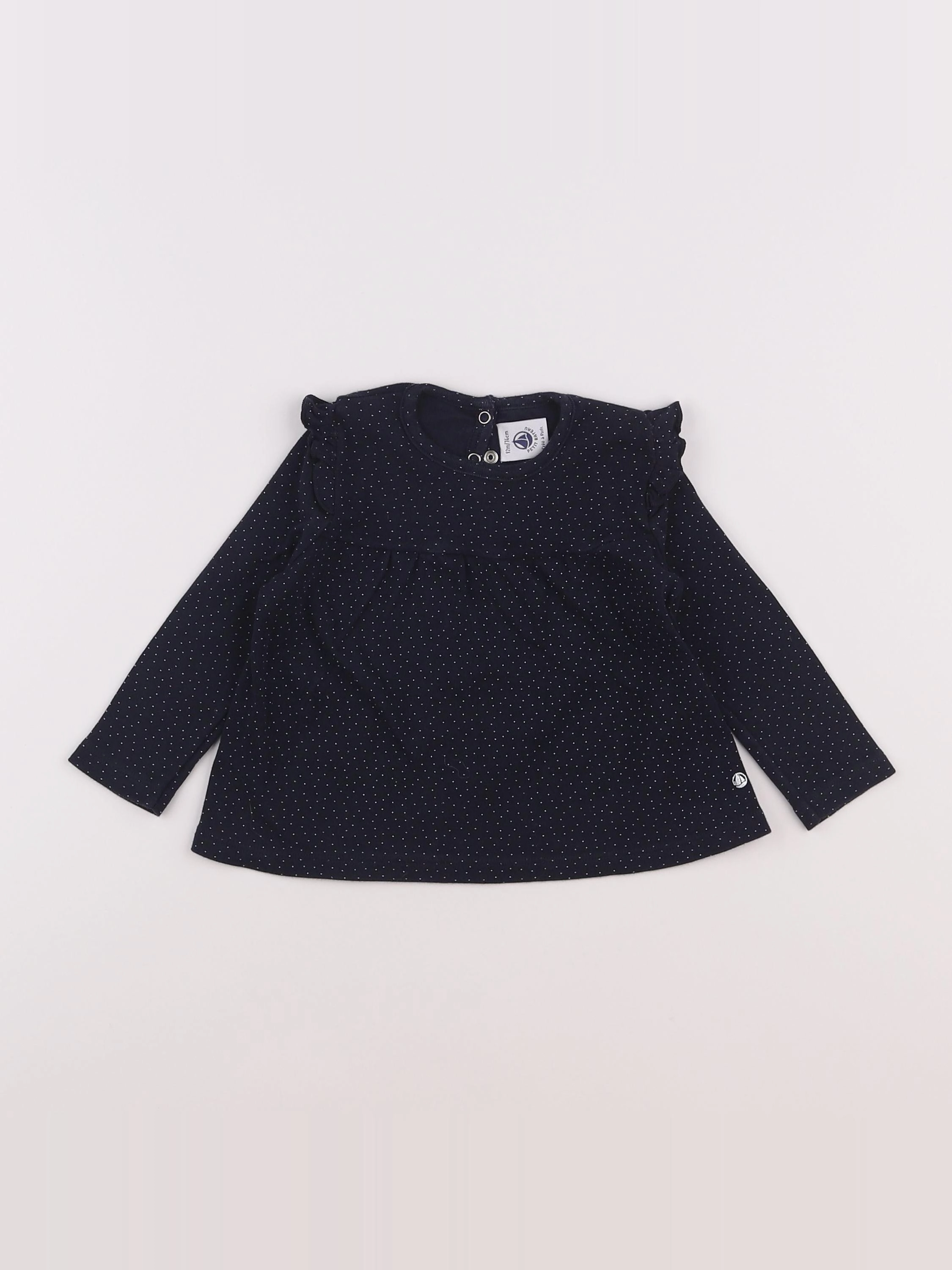 Petit Bateau - tee-shirt bleu - 12 mois