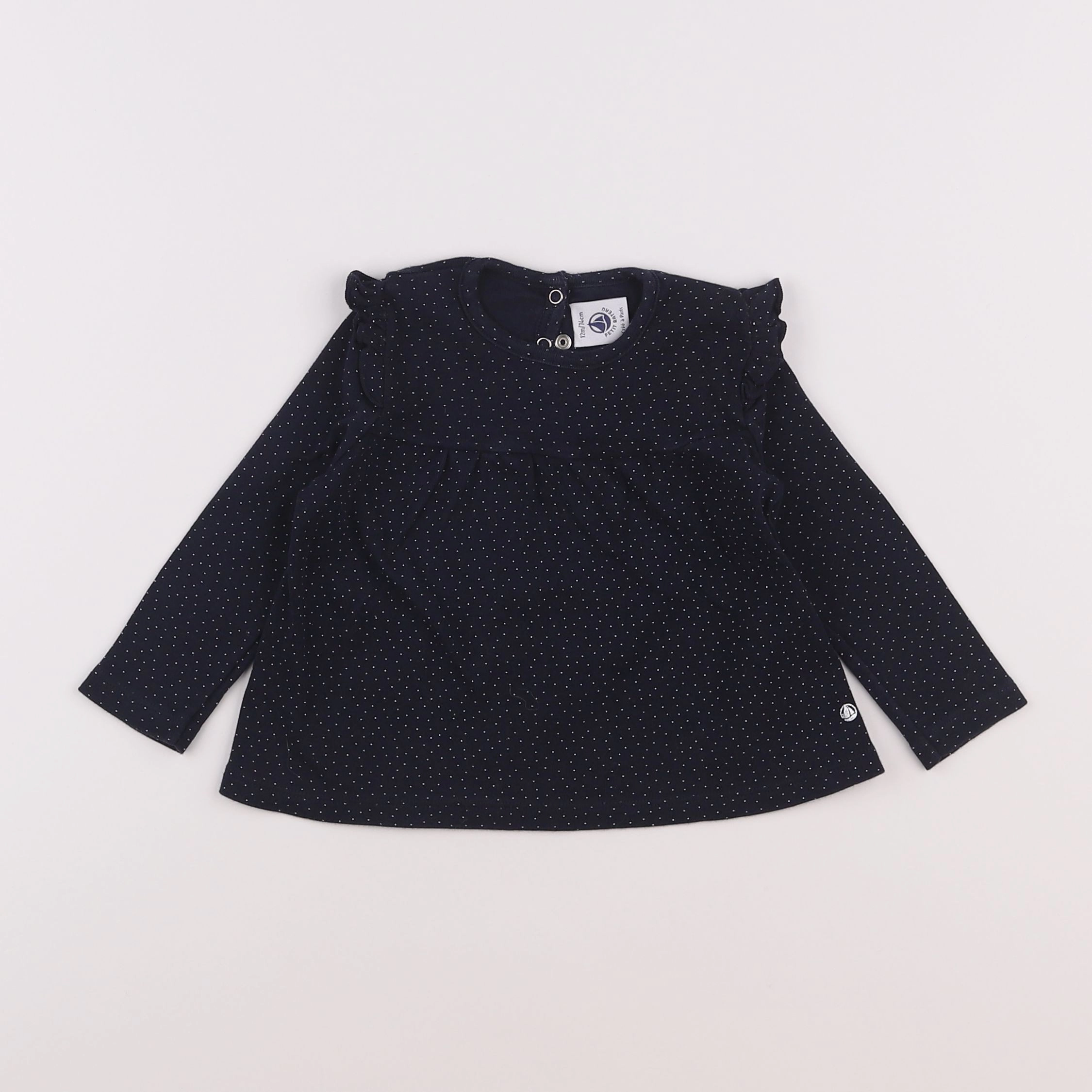 Petit Bateau - tee-shirt bleu - 12 mois