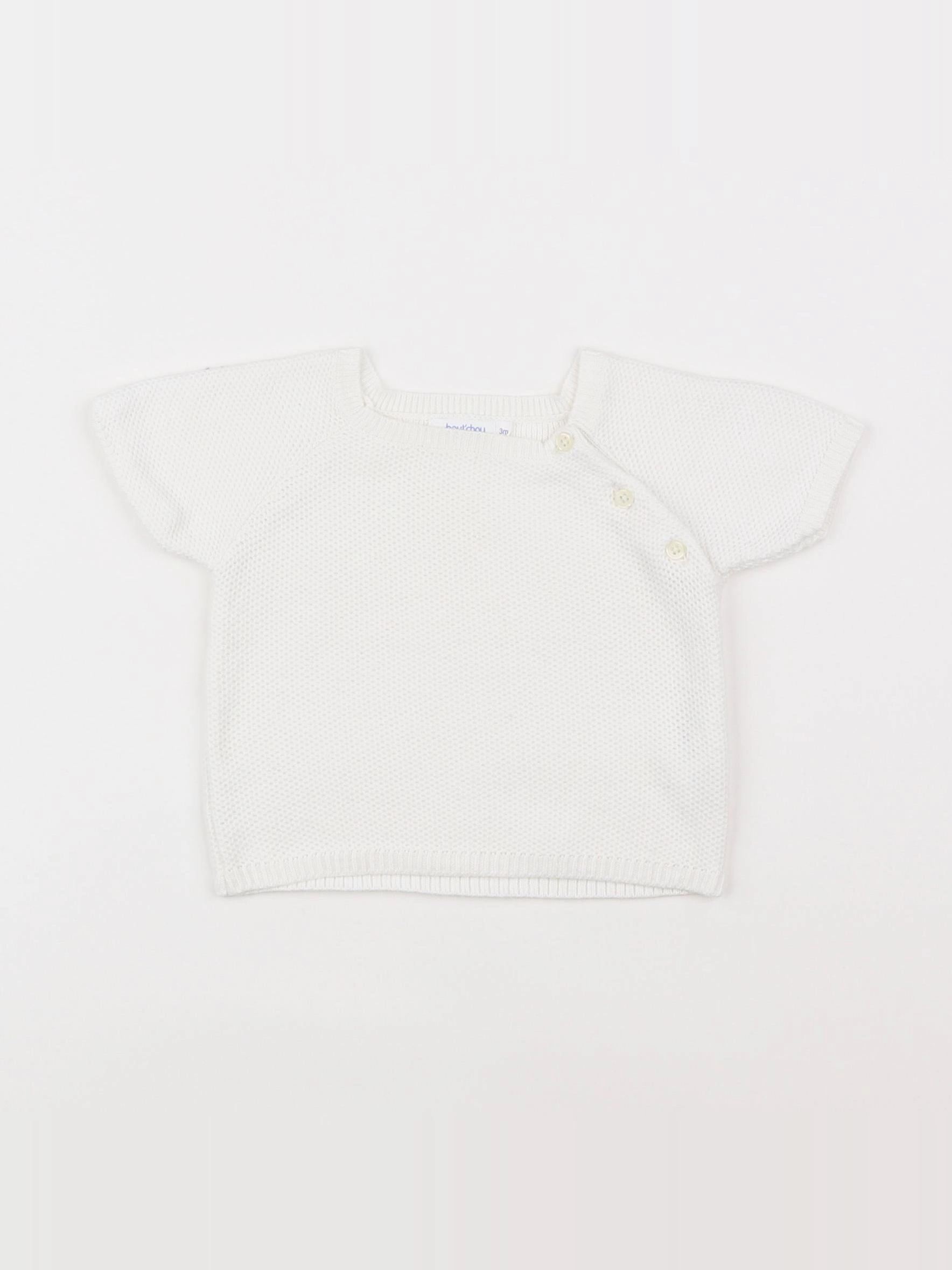 Boutchou - pull blanc - 3 mois