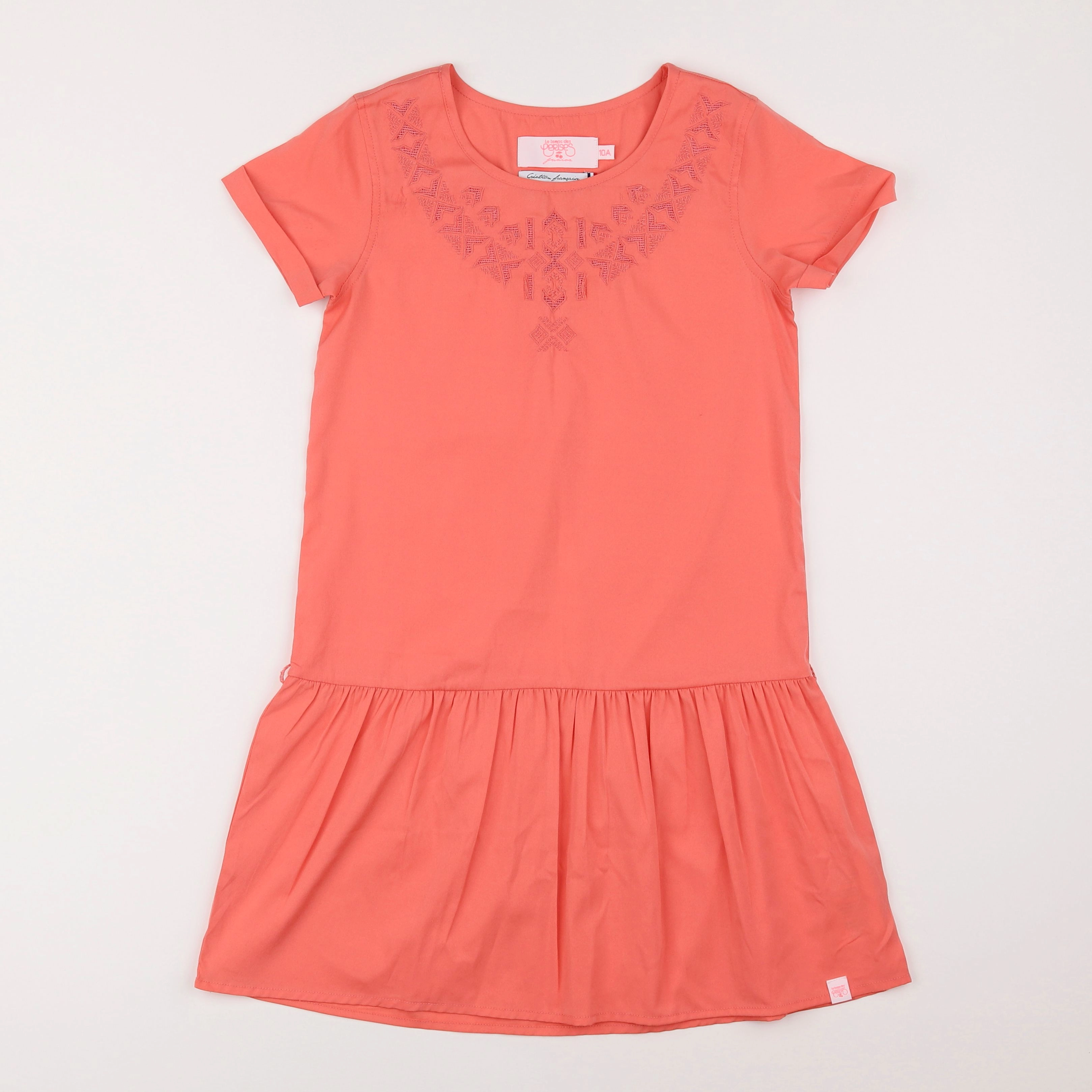 Le temps des cerises  - robe orange - 10 ans