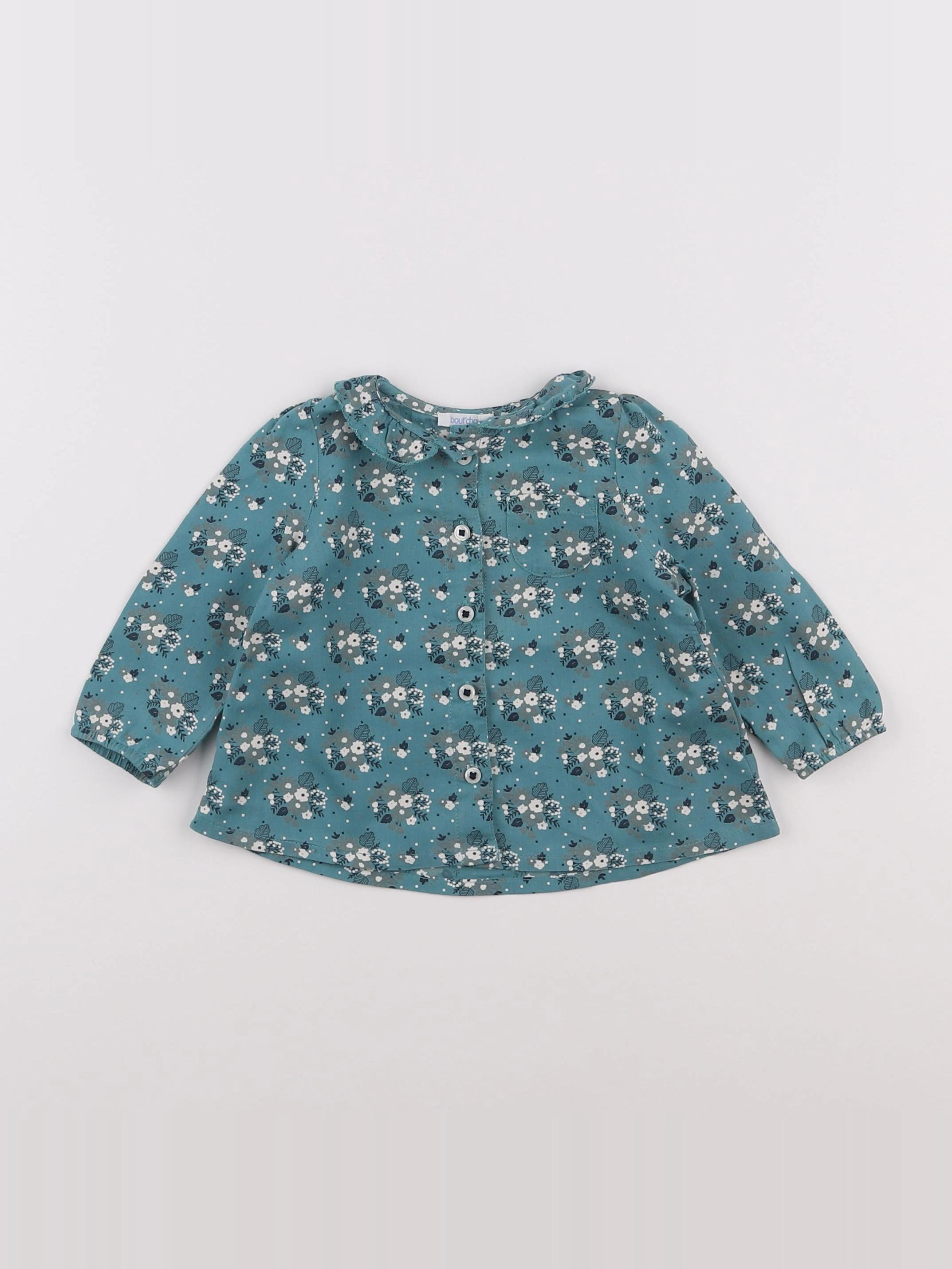 Boutchou - blouse vert, blanc - 6 mois