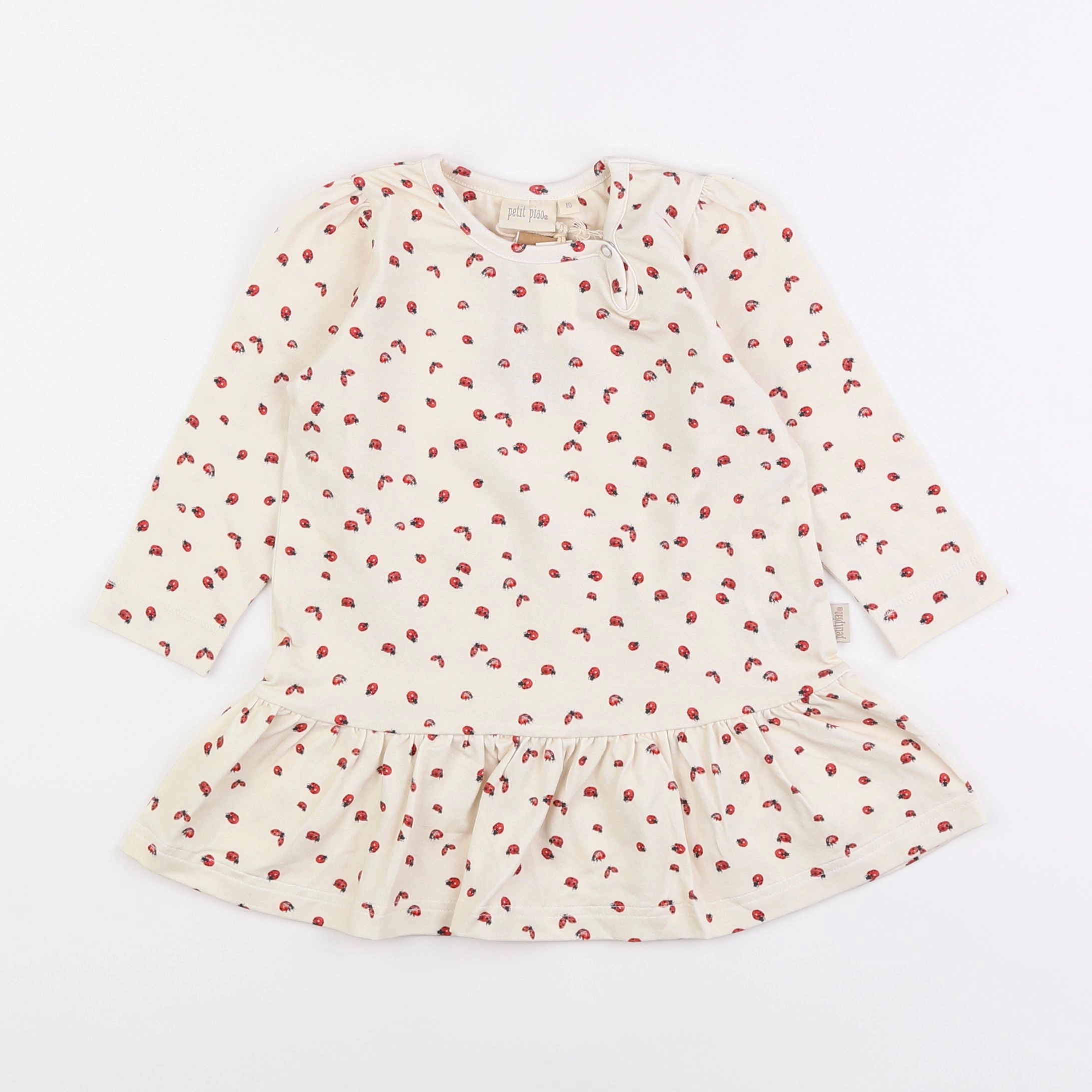 Petit Piao - robe beige, rouge - 12 mois