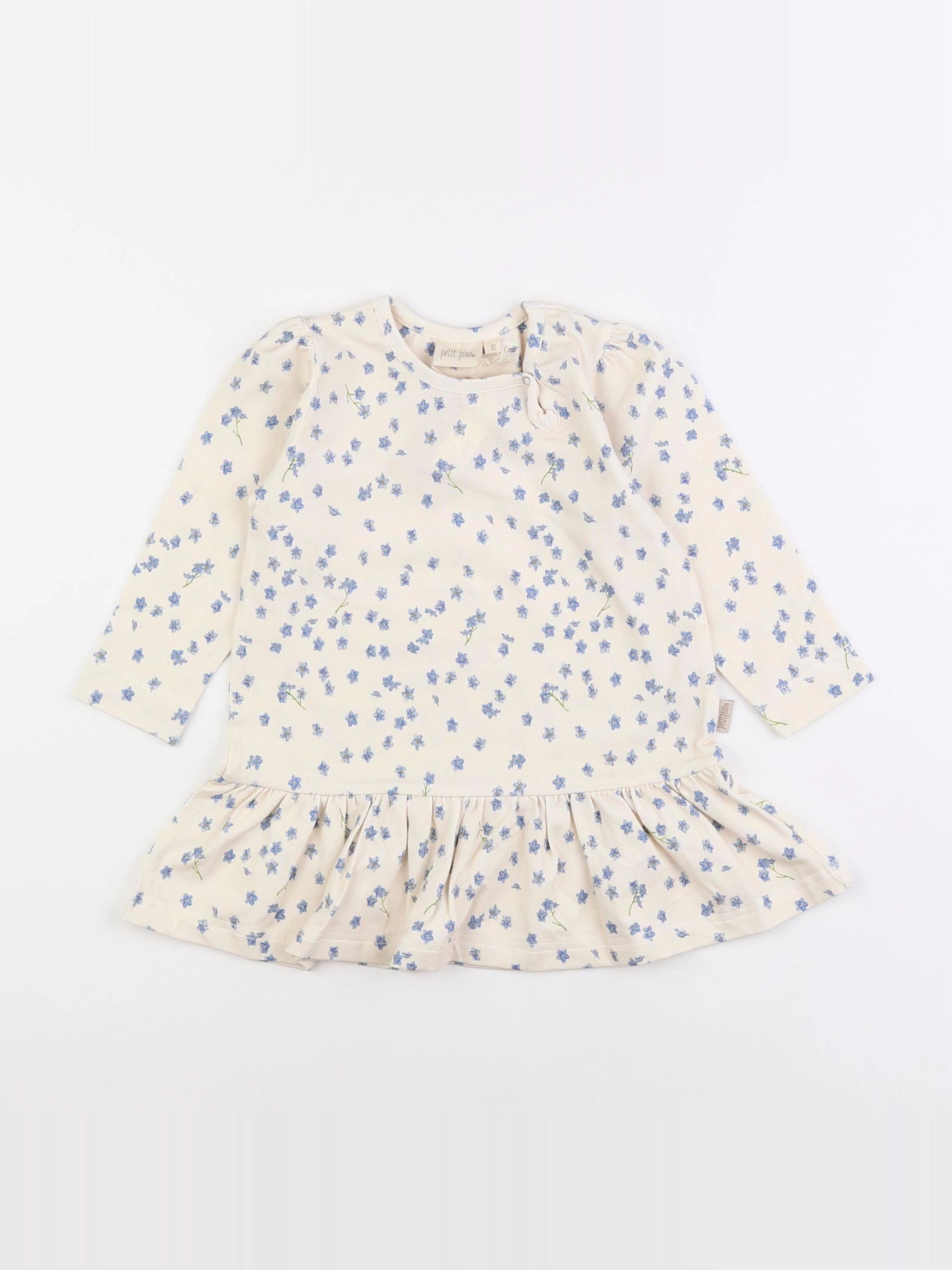 Petit Piao - robe beige, bleu - 12 mois