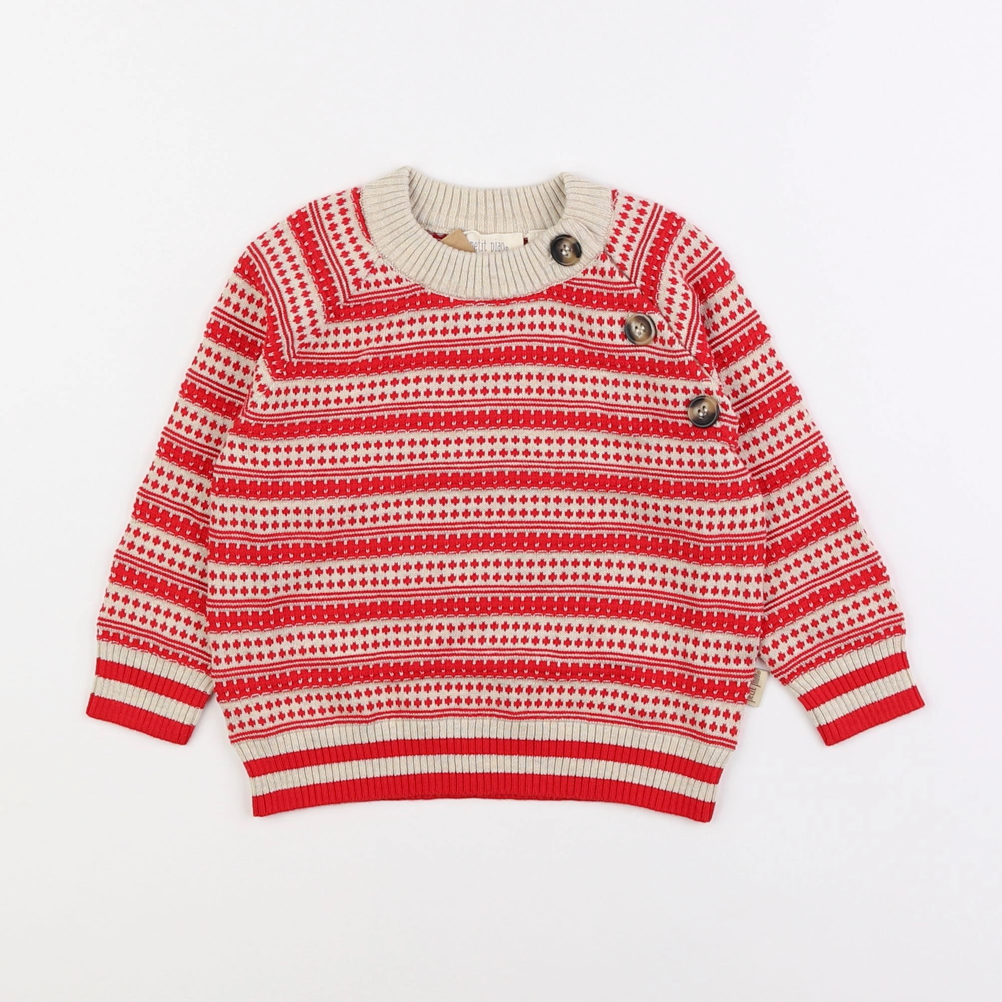 Petit Piao - pull rouge - 12 mois