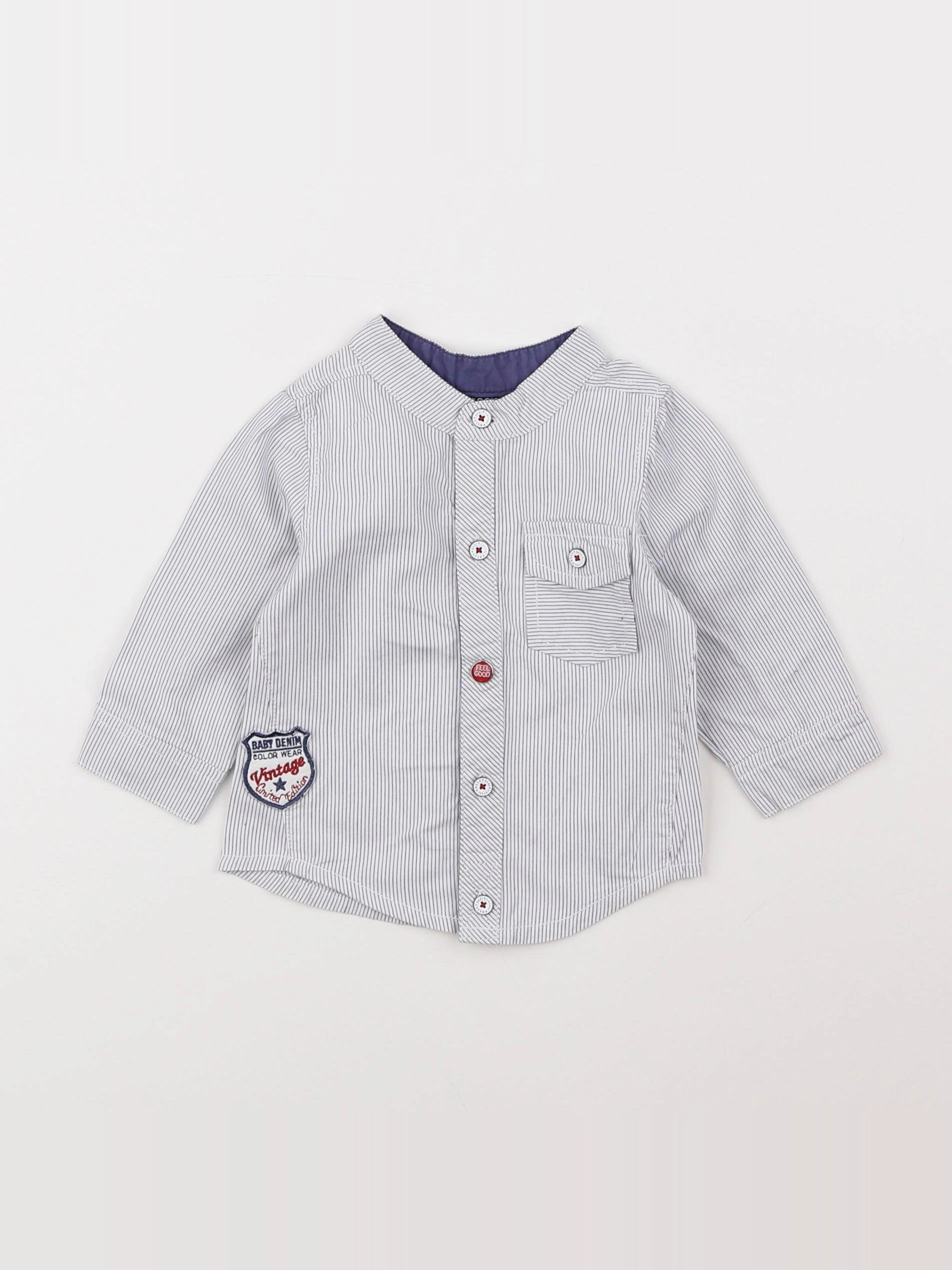 Tape à l'oeil - chemise imprimé au dos blanc, bleu - 3 mois
