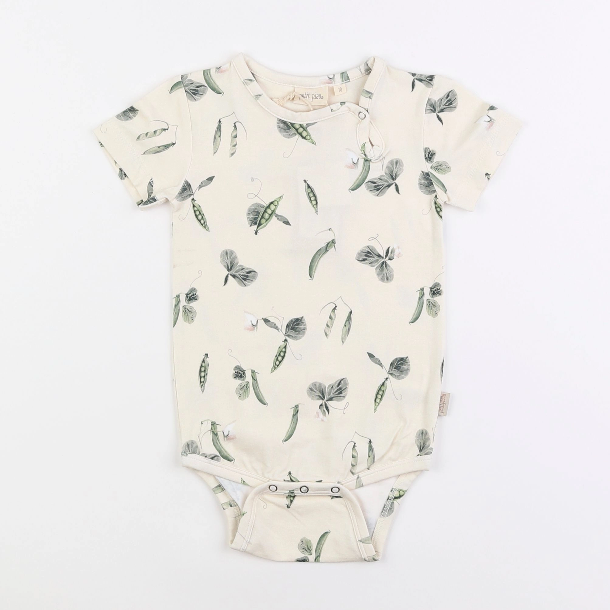 Petit Piao - body beige, vert - 12 mois