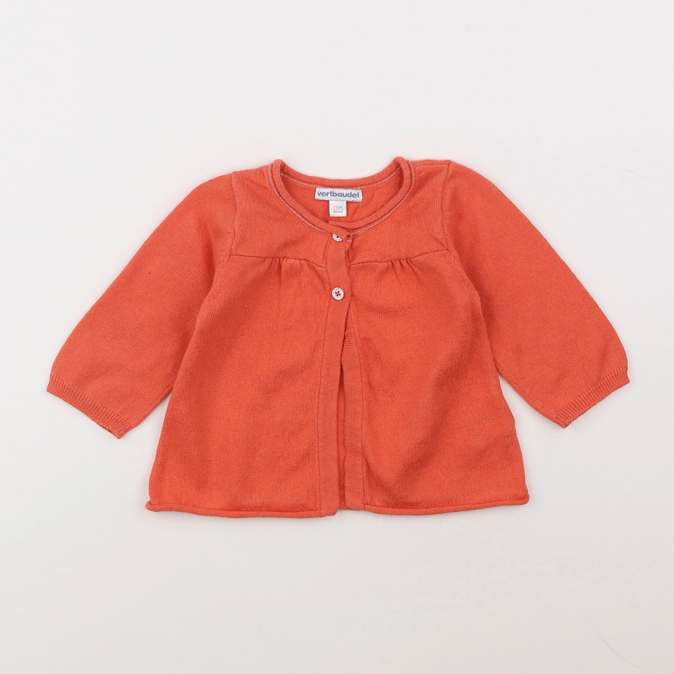 Vertbaudet - gilet orange - 9 mois